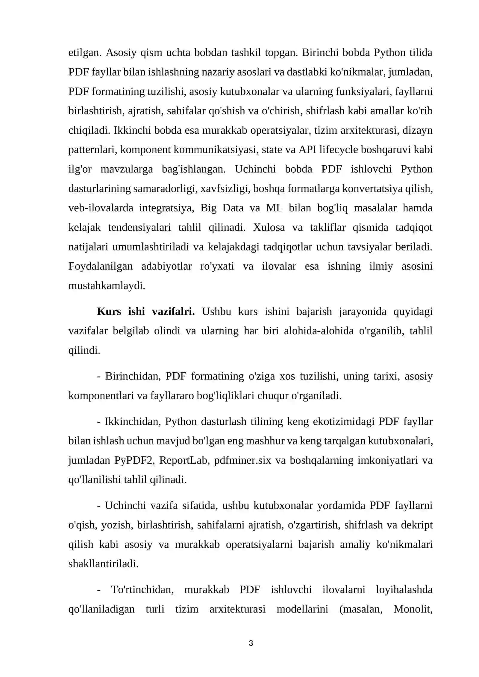 PYTHON DASTURLASH TILIDA PDF BILAN ISHLASH 3