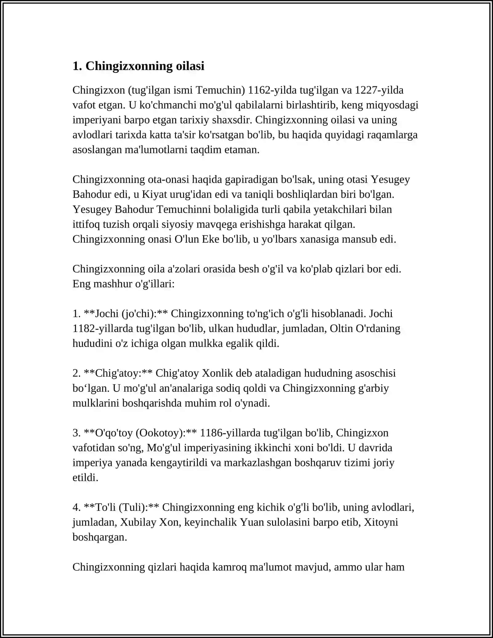 CHINGINXONNI OGʻILLLARI 3