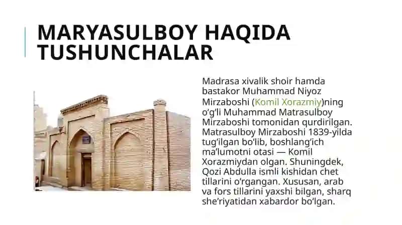 Matrasul Mirzaboshi Madrasasi 3