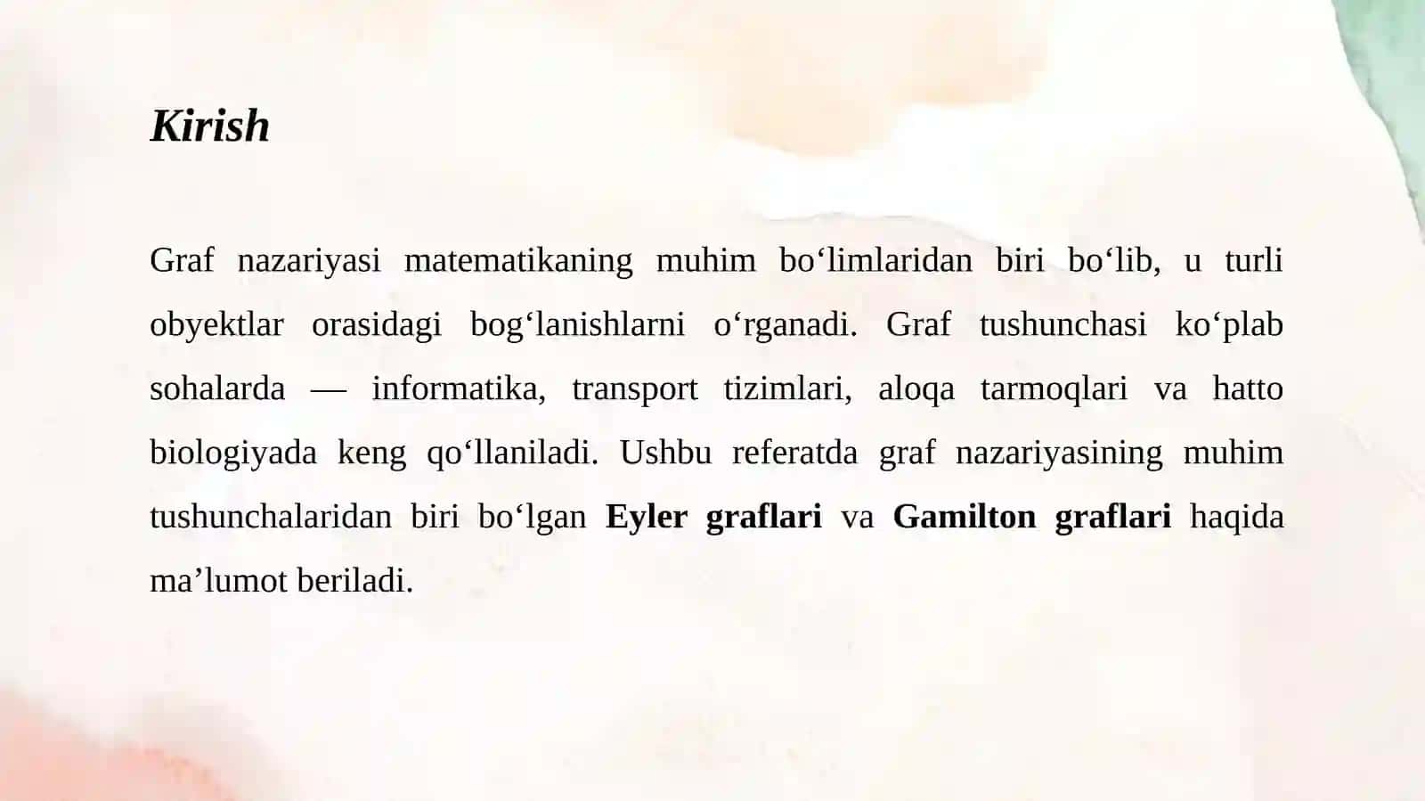 Eyler va Gamilton graflari 3