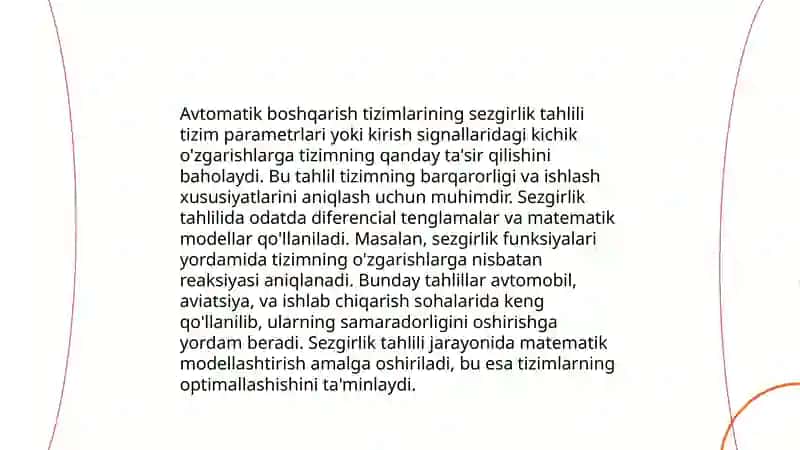 Avtomatik boshqarish sistrmalarini sezgirligi 3