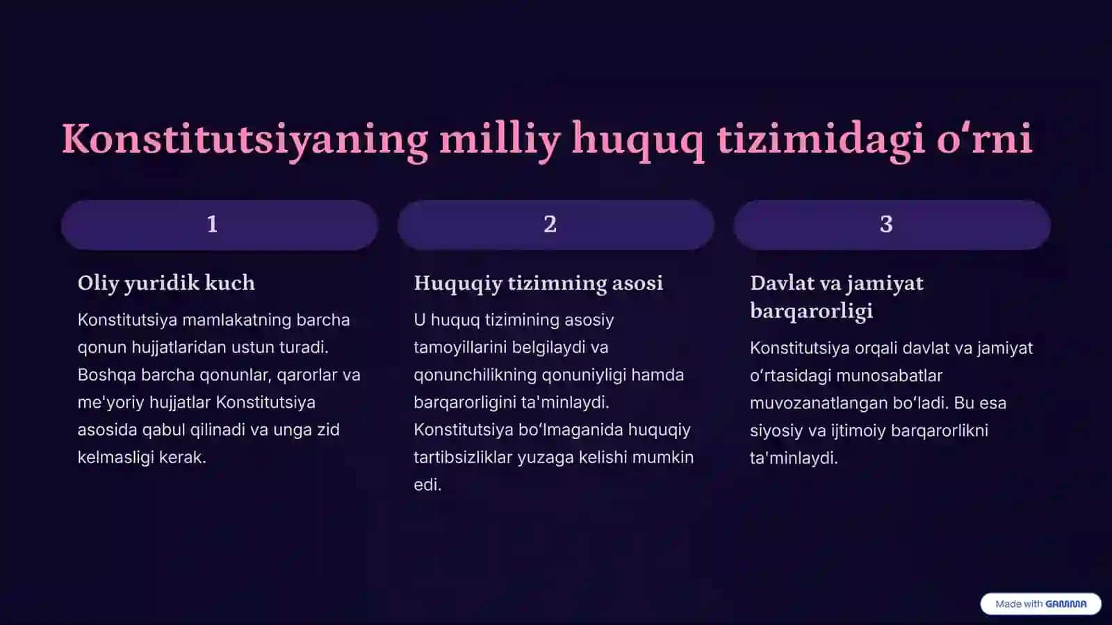 Konstitutsiya va uning ustuvor oʻrni milliy huquq tizimida 3