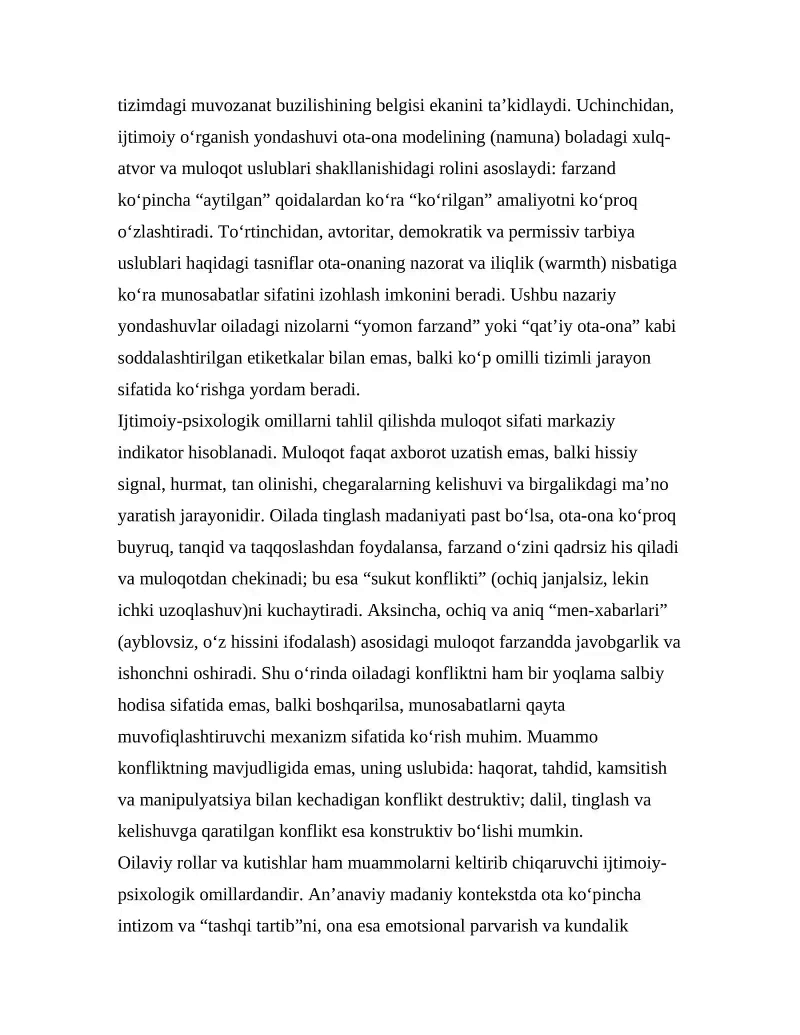 Oilada ota ona farzand munosabatlari muammolaring ijtimoiy psixologik omillari 3