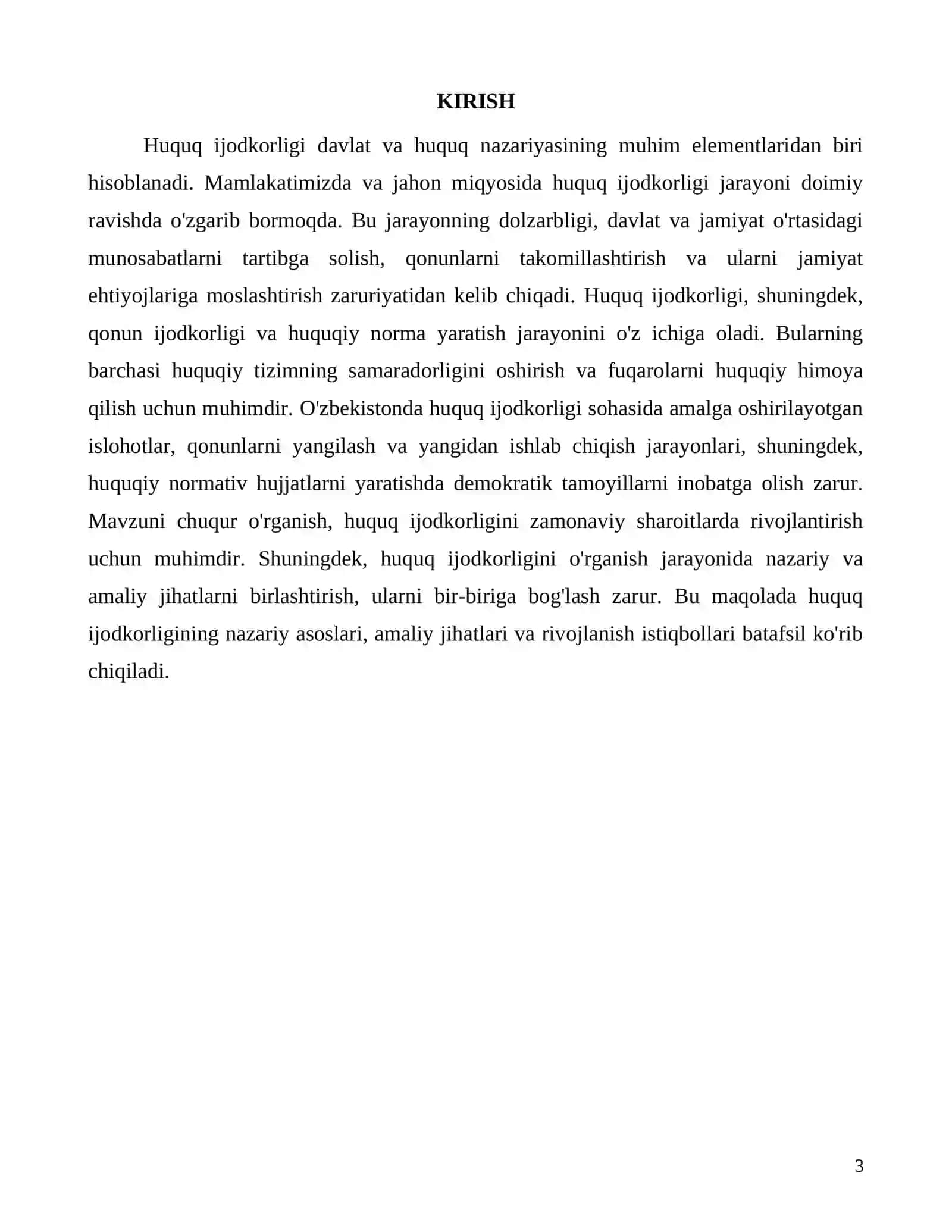 Huquq ijodkorligi va uning davlat va huquq nazariyasidagi o'rni 3