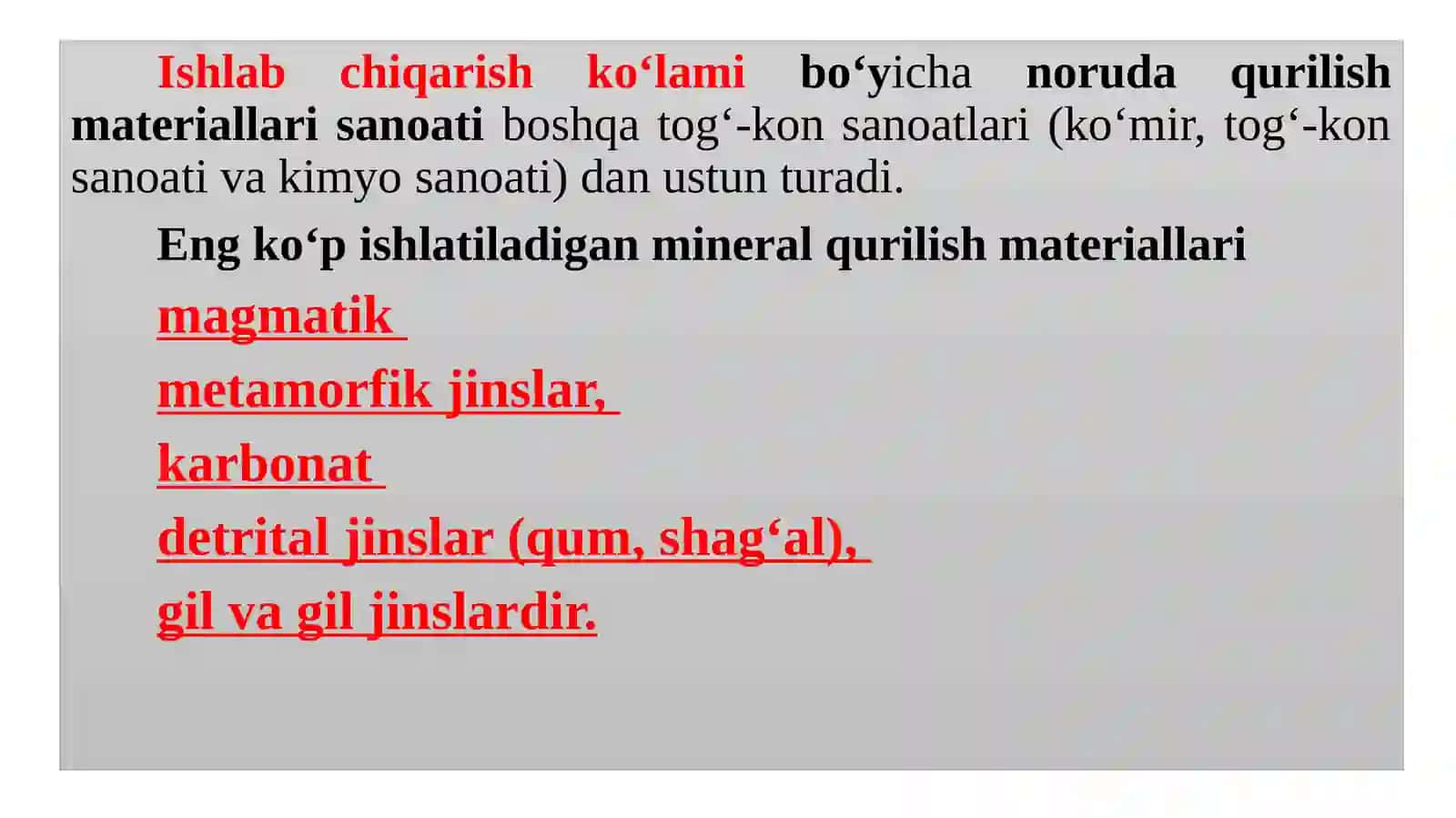 Noruda qurilish materiallari va ularni ishlatilishi 3