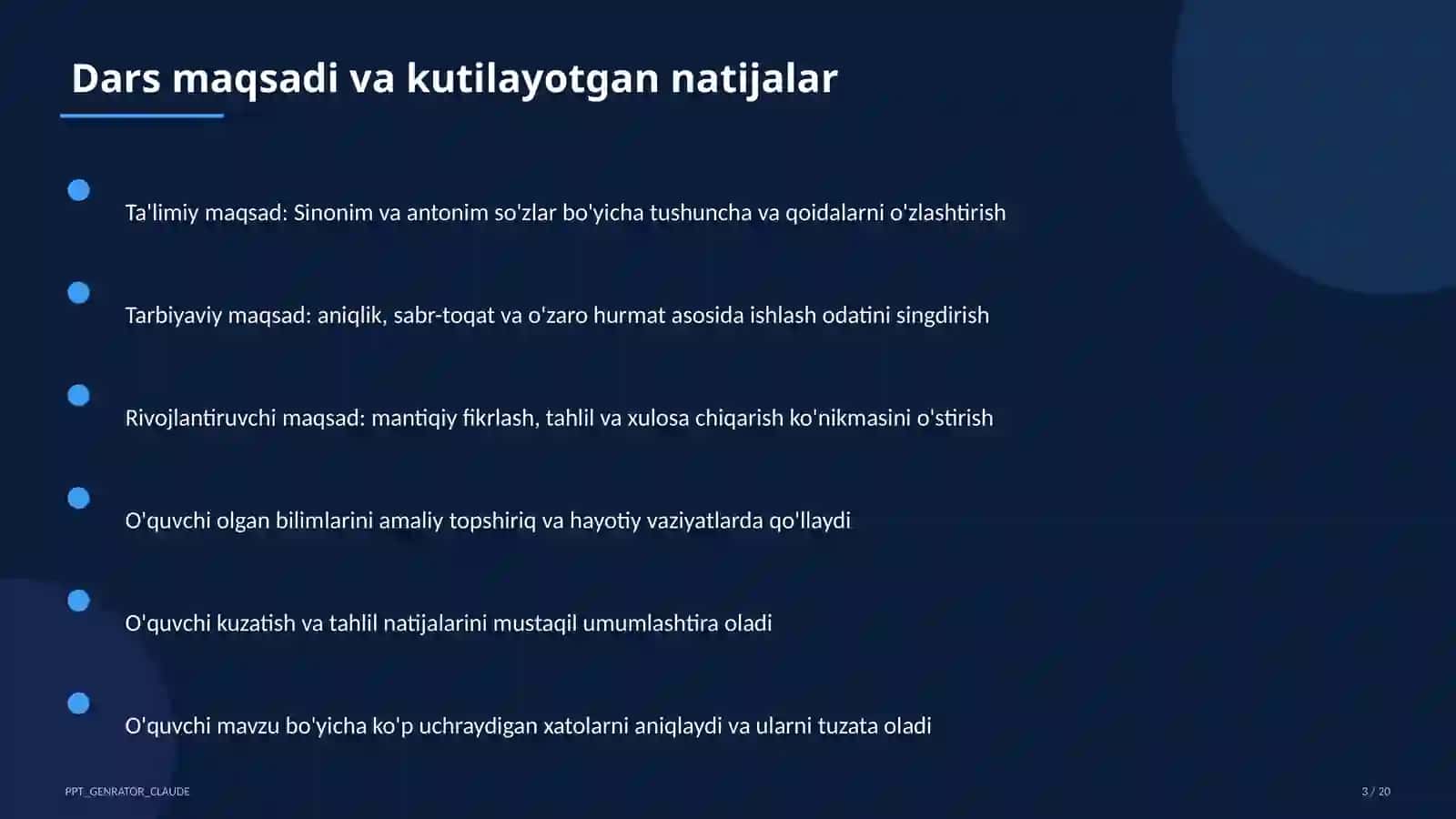 Sinonim va antonim so'zlar (3-sinf) 3