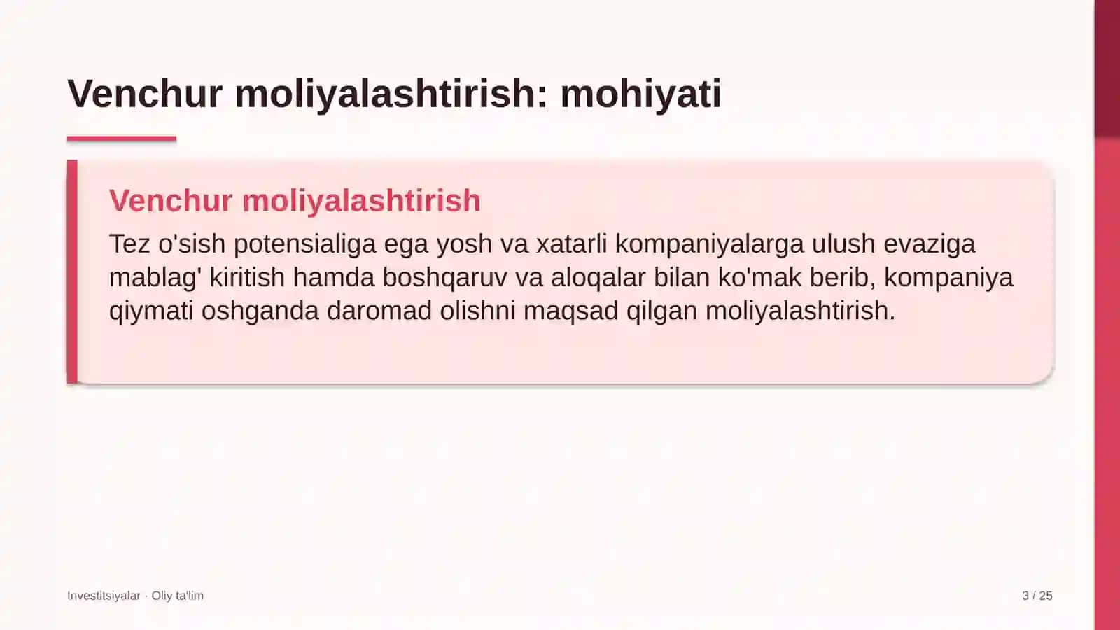 Ijara xizmatlarida venchur moliyalashtirish 3