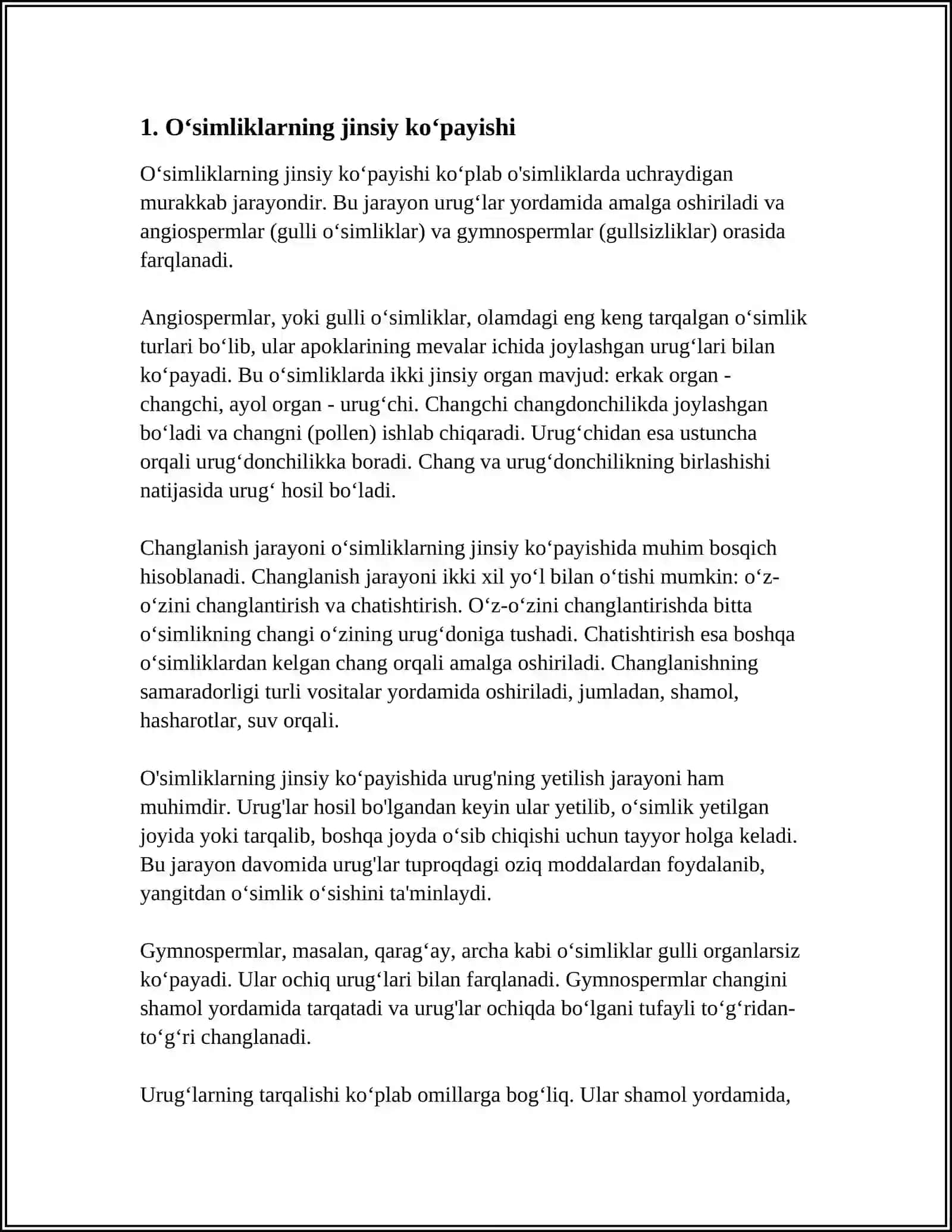 OʻSIMLIKLARNING JINSIY VA JINSSIZ KOʻPAYISH 3