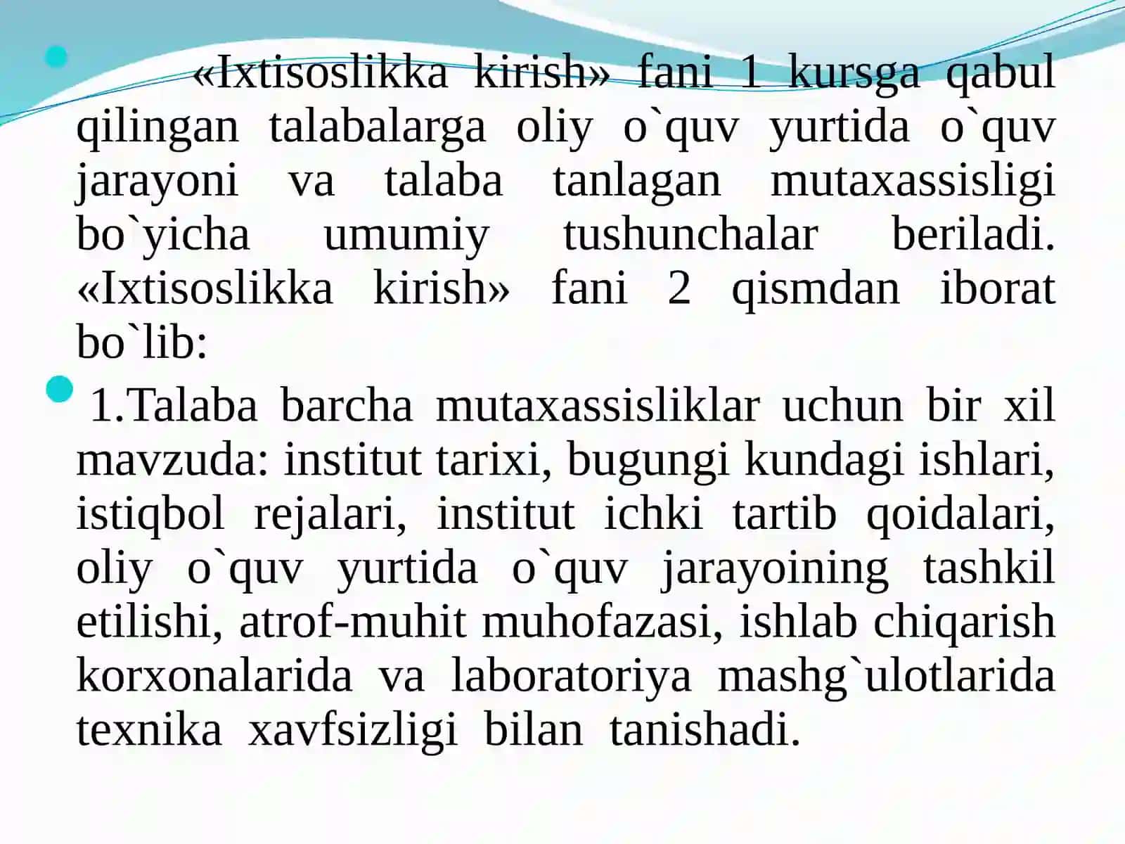 Ixtisoslikka kirish fani va uning vazifalari 3