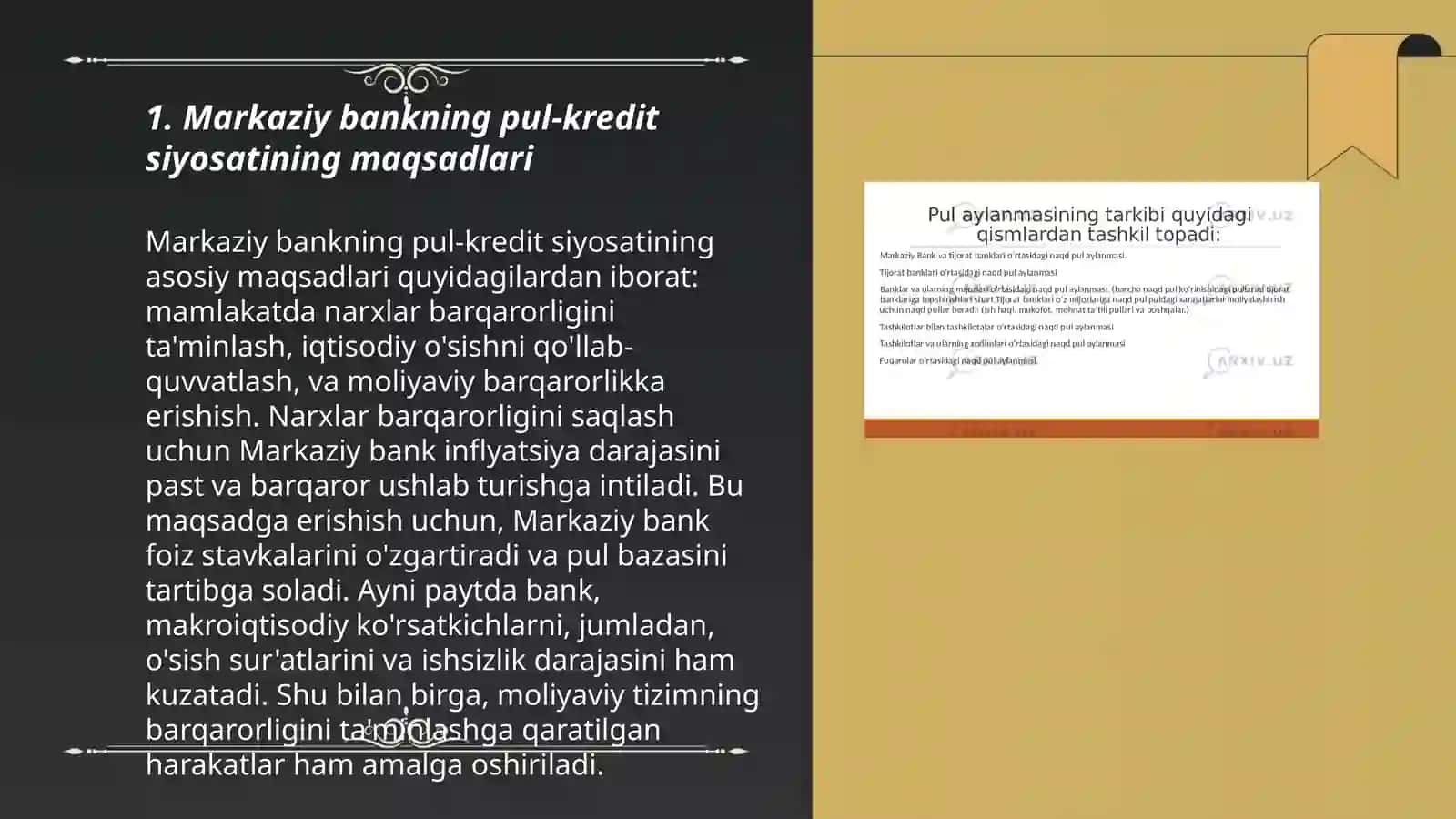 Markaziy bankning Pul kredit siyosati mazmuni strategik va taktik maqsadlari 3