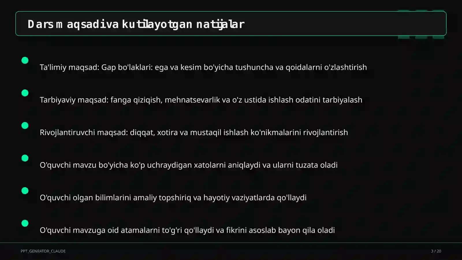 Gap bo'laklari: ega va kesim (4-sinf) 3