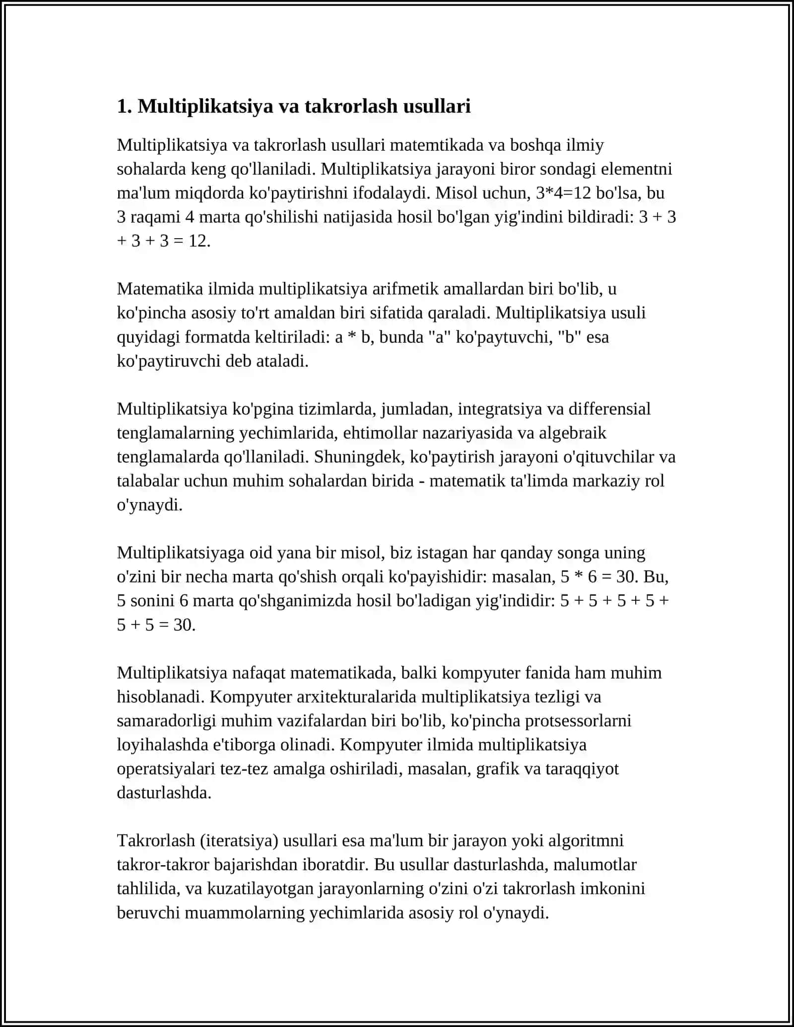 Multiplikatsiya va takrorlash usullari 3