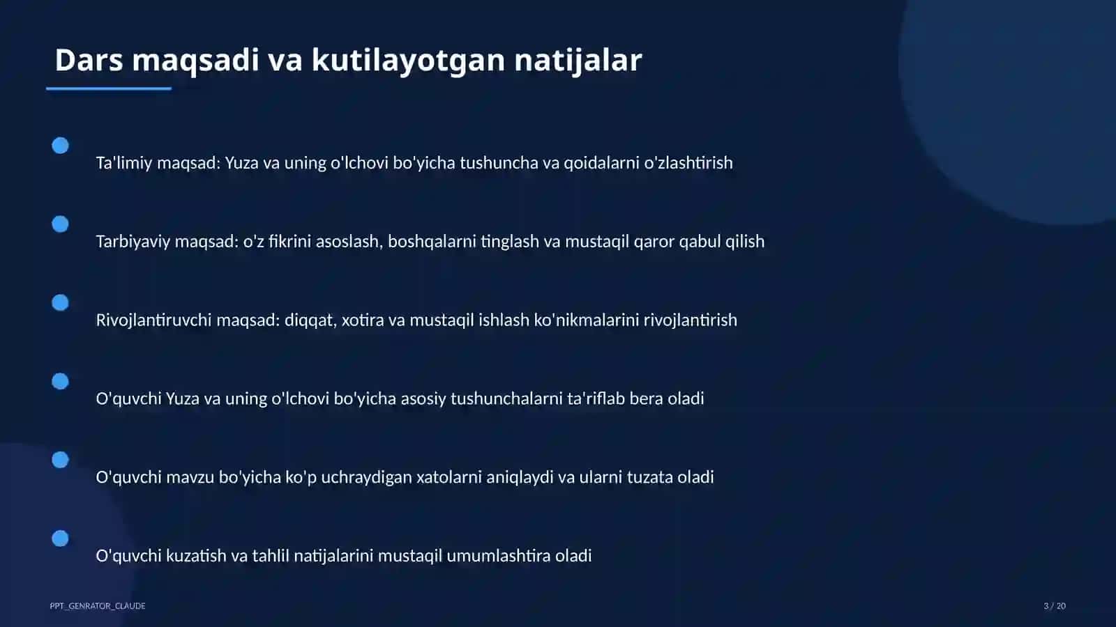 Yuza va uning o'lchovi (3-sinf) 3