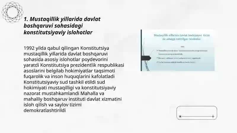 Mustaqillik yillarida davlat boshqaruvi tizimida amalga oshirilgan islohotlar 3