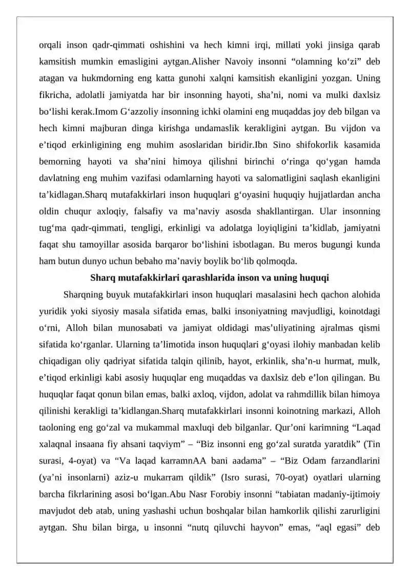 Sharq mutafakkirlari ta’limotida inson huquqlari g‘oyasi 3