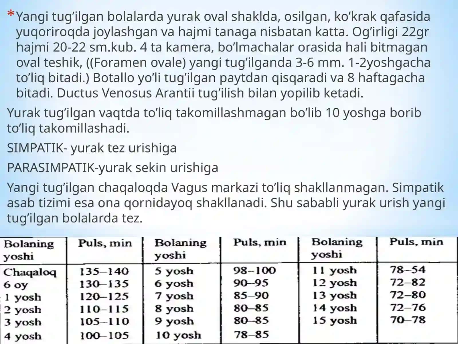 Bolalarda Yurak Qonuniversalari Anatomik Fiziologik Xususiyatlari 3