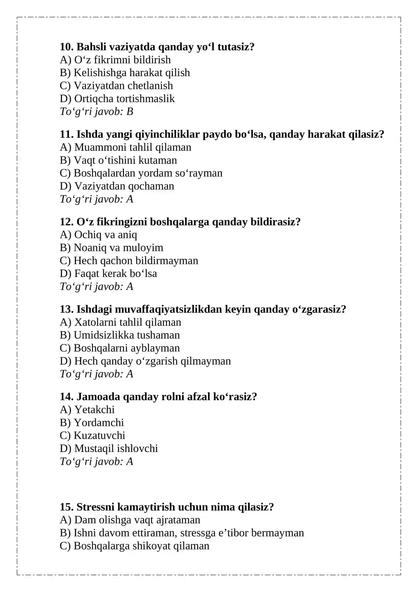 100 TA VARIANTLI PSIXOLOGIK TEST SAVOLLARI 3