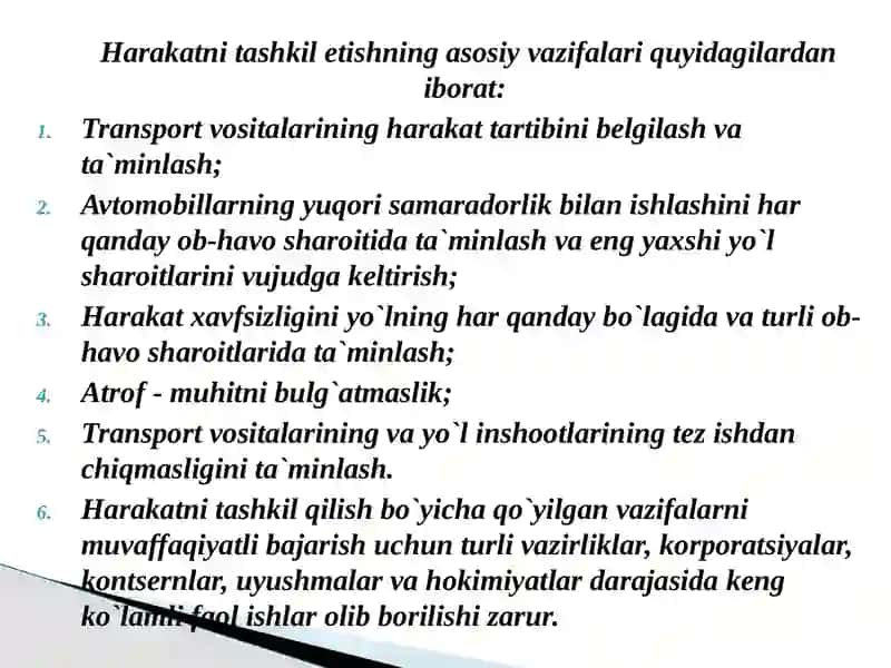 YO’L HARAKATINI TASHKIL ETISHDA  AVTOMOBIL- HAYDOVCHI-YO’L-PIYODA-MUHIT TIZIMINING O’ZARO BOG’LIQLIGI 3