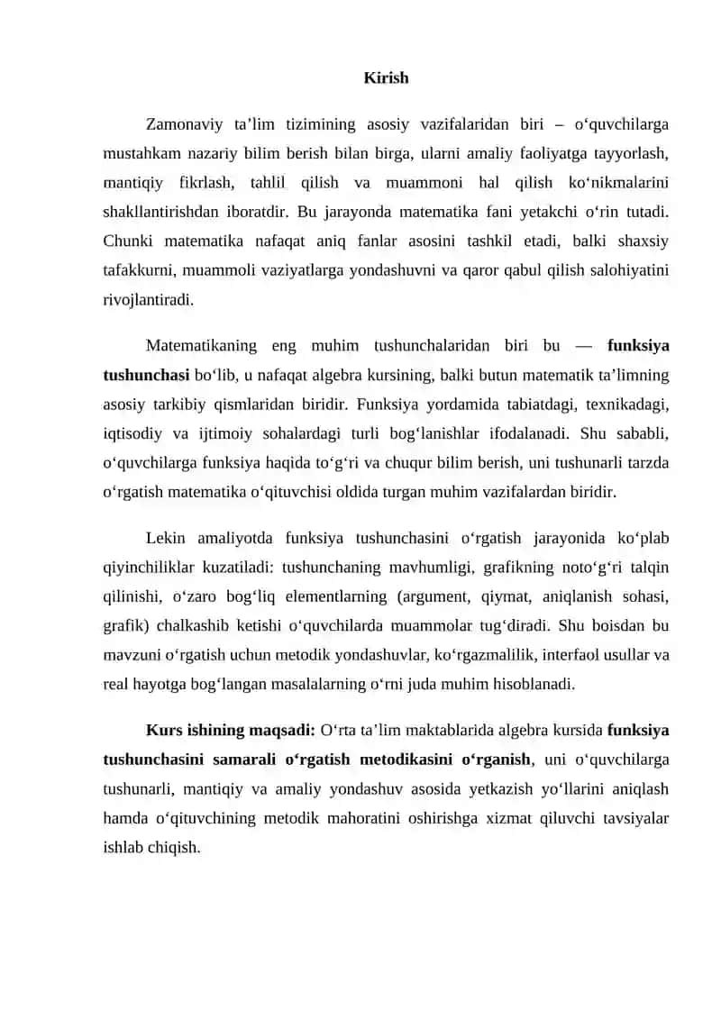 Funksiya tushunchasini o’qitish metodikasi 3