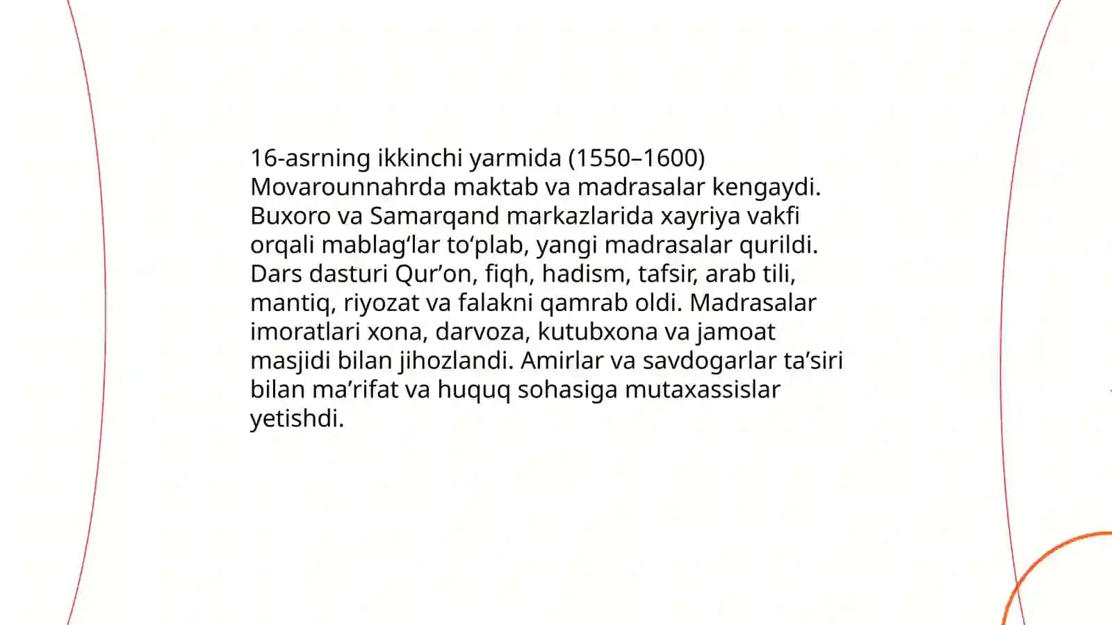 16-asrninh ikkinchi yarmi va 16-asrda Movarounnahrda tarbiya va maktab 3