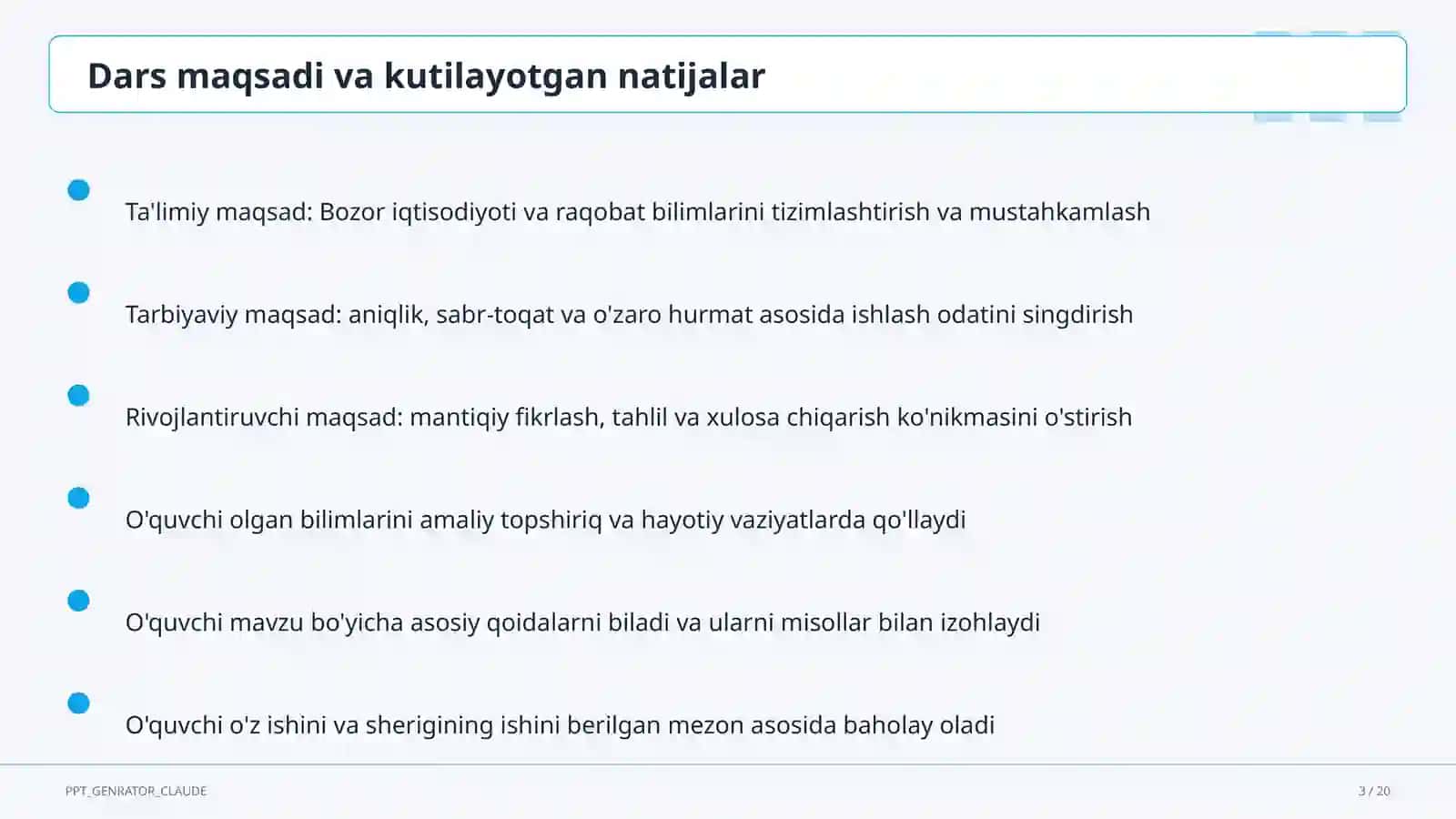 Bozor iqtisodiyoti va raqobat (10-sinf) 3
