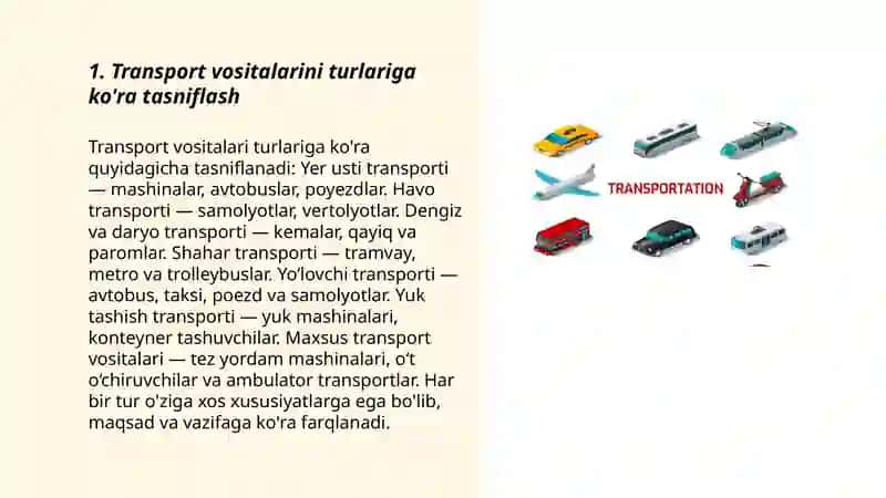 Transport vositalarini tasniflash metodikasi 3