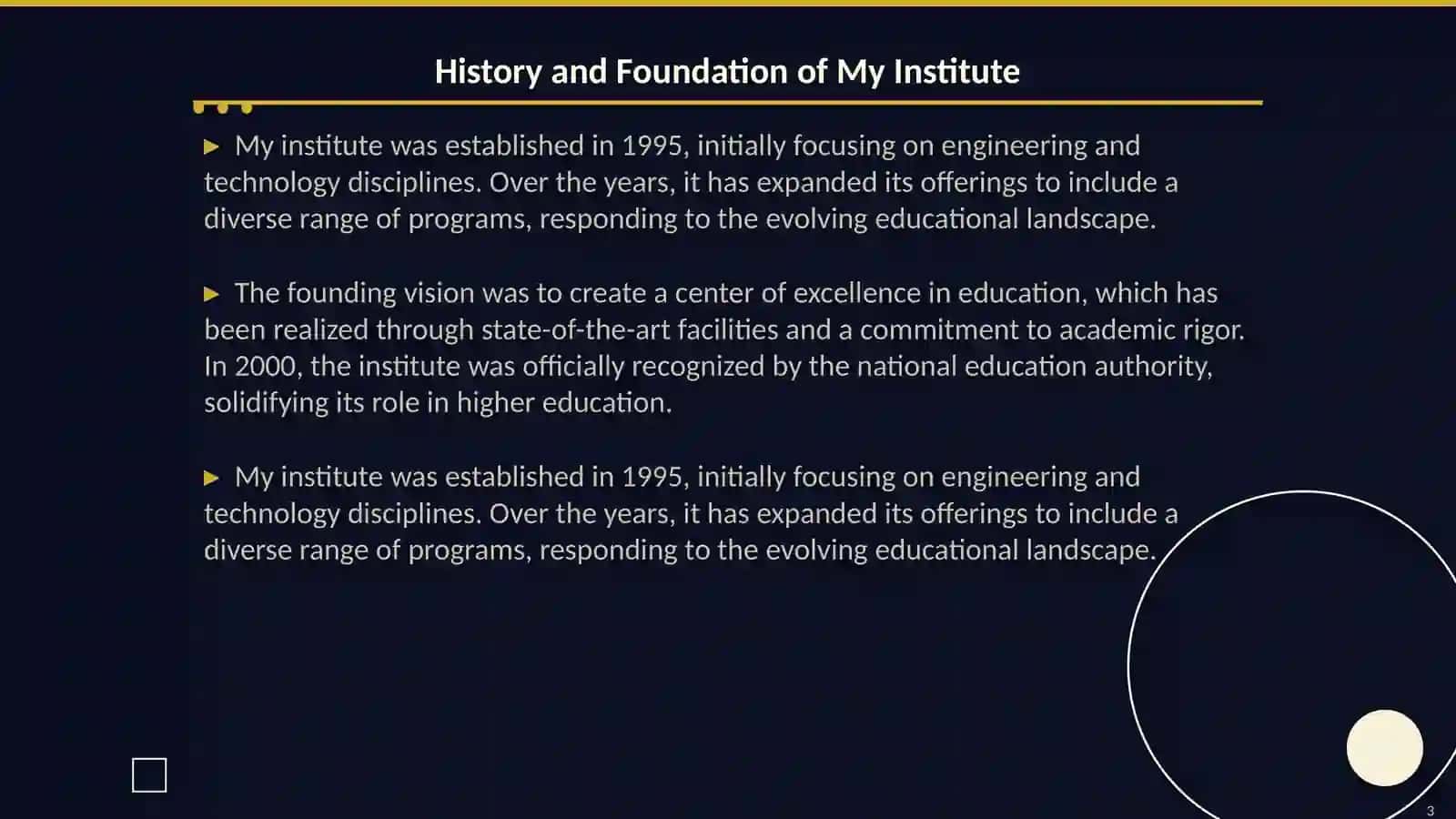 History and Foundation of My Institute 3