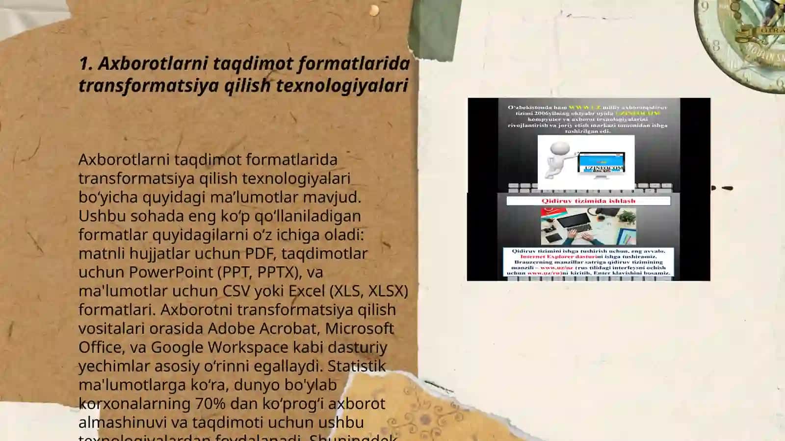 Axborotlarni taqdimot koʻrinishida shakllantirish texnalogiyasi 3