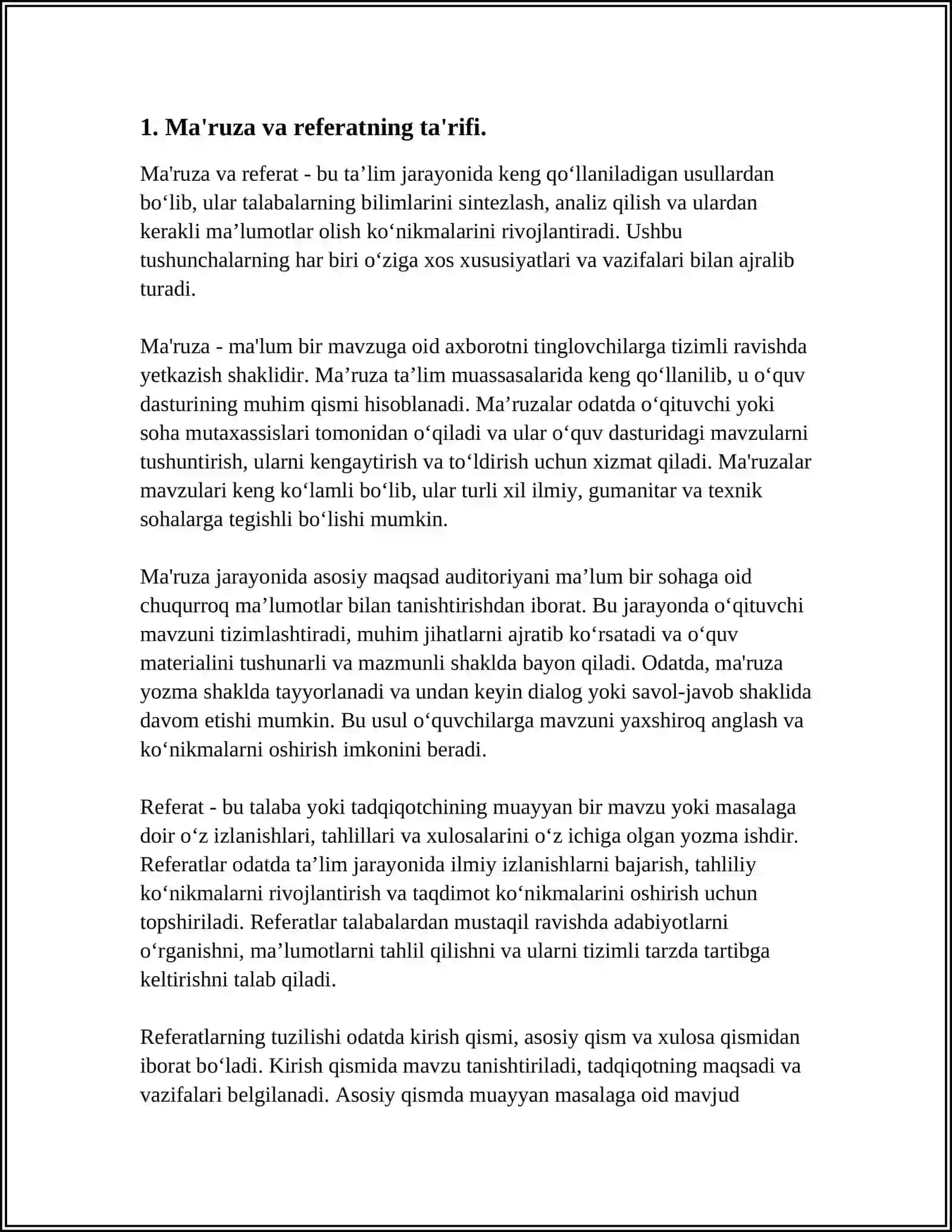 MA’RUZA VA REFERAT:O’XSHASH VA FARQLI TOMONLARI 3
