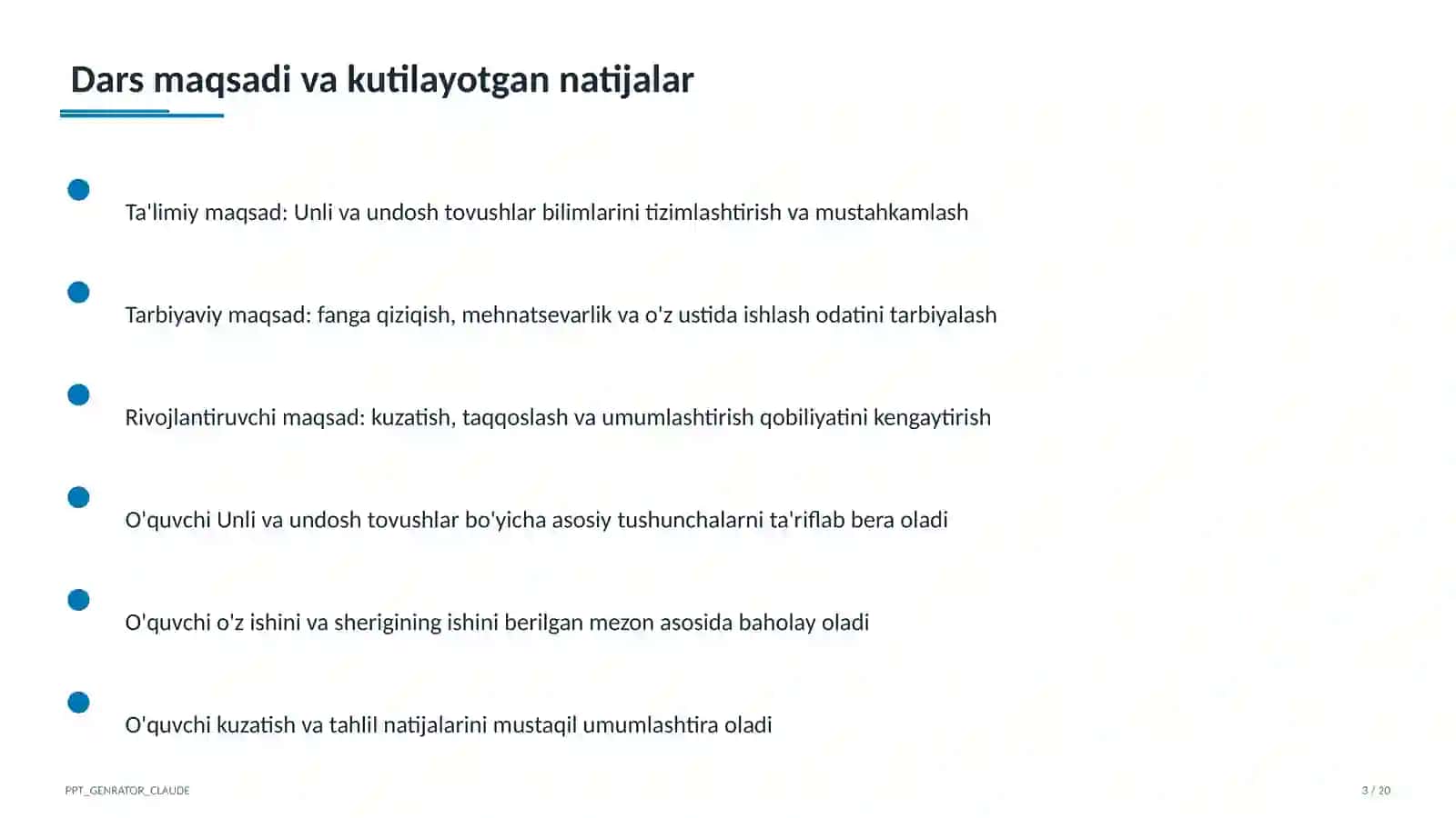 Unli va undosh tovushlar (1-sinf) 3