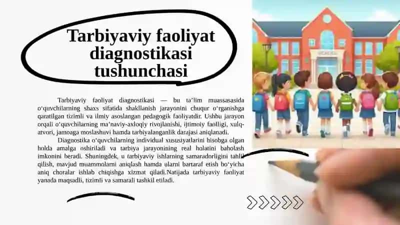 Ta’lim muassasasida tarbiyaviy faoliyat diagnostikasini tashkil etish:diagnostikaning asosiy yo‘nalishlari 3