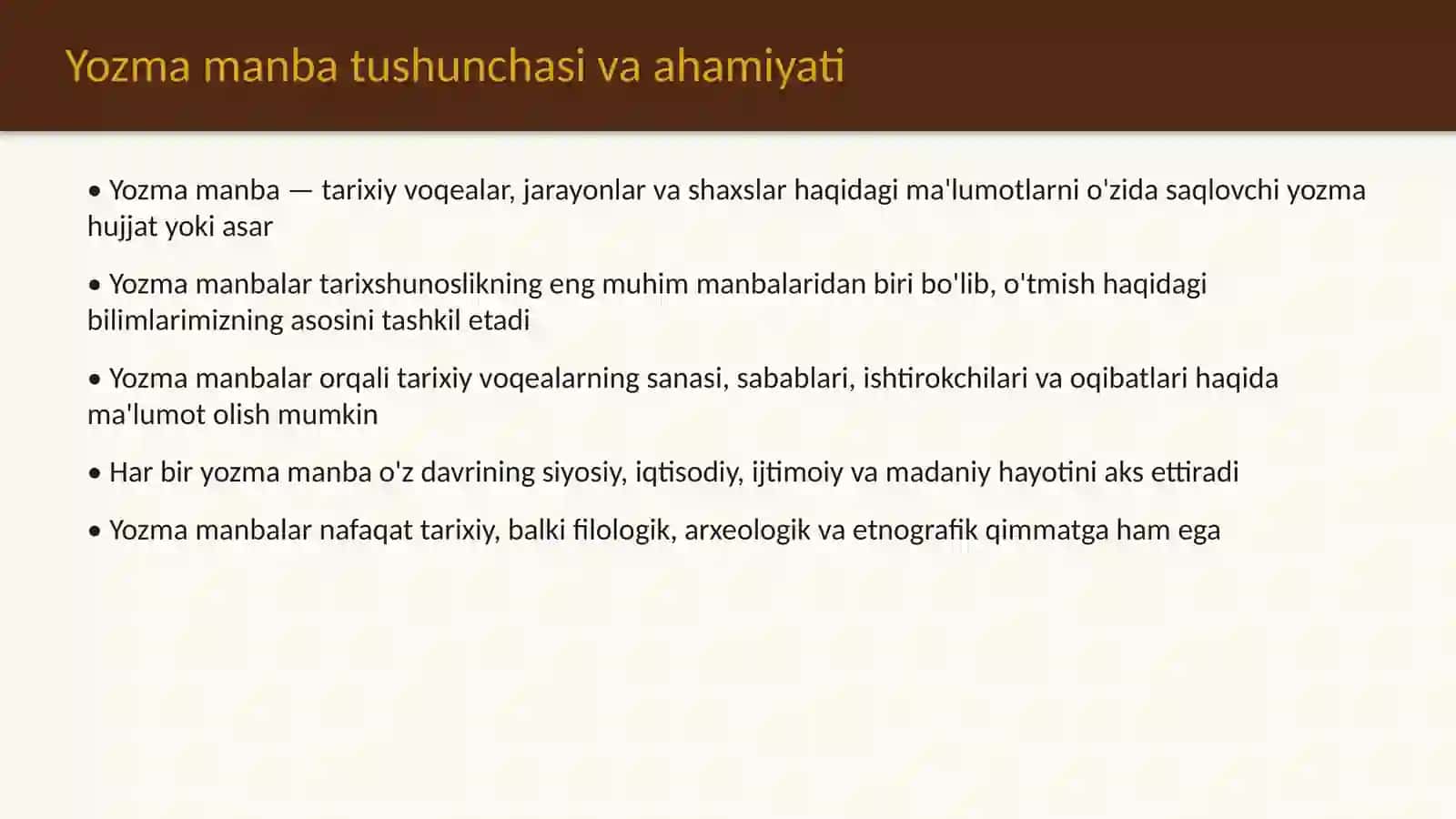 Yozma manbalarga tavsif 3