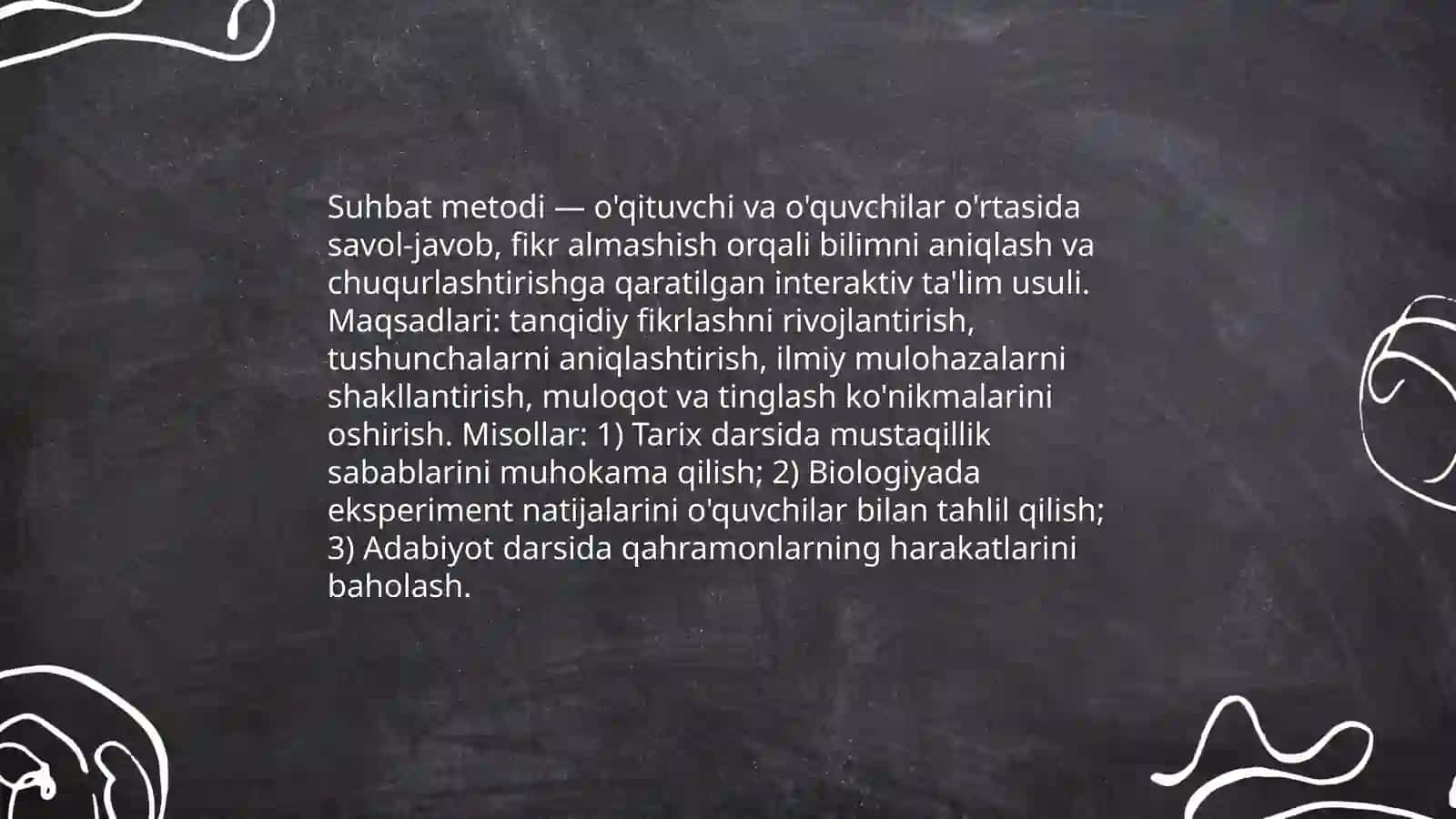 Suhbat metodi, misollar asosida 3