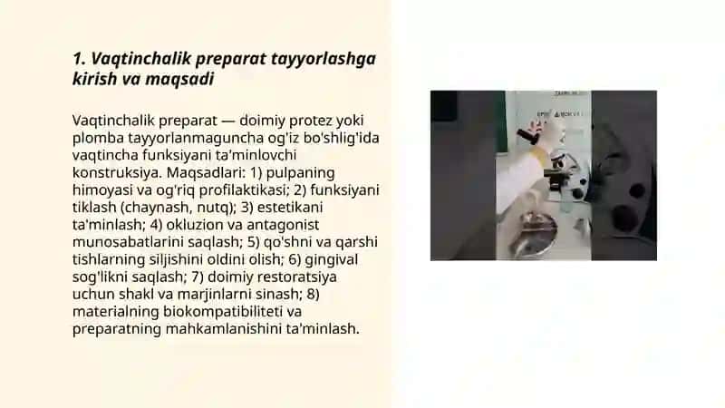 Vaqtinchalik preparat tayyorlashga kirish va maqsadi 3