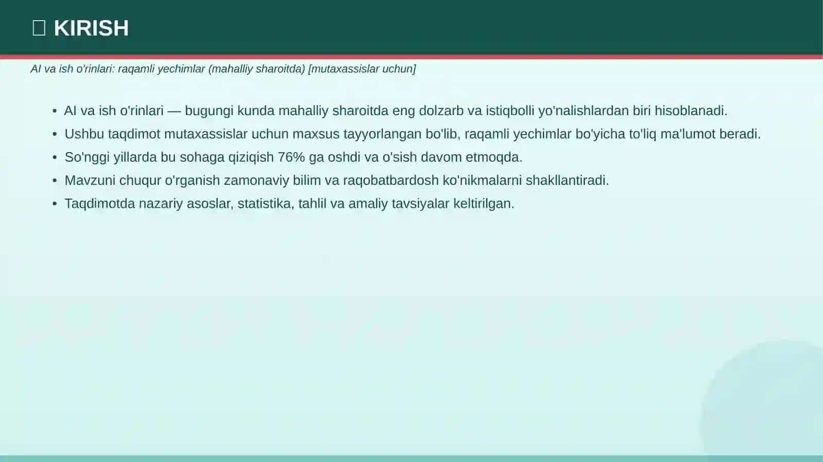 AI va ish o'rinlari: raqamli yechimlar (mahalliy sharoitda) [mutaxassislar uchun] 3