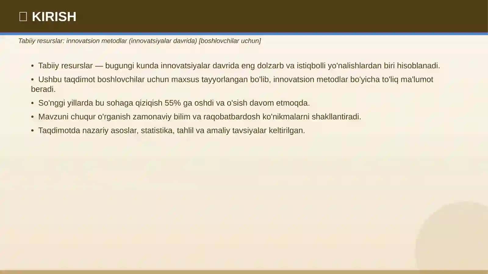 Tabiiy resurslar: innovatsion metodlar (innovatsiyalar davrida) 3
