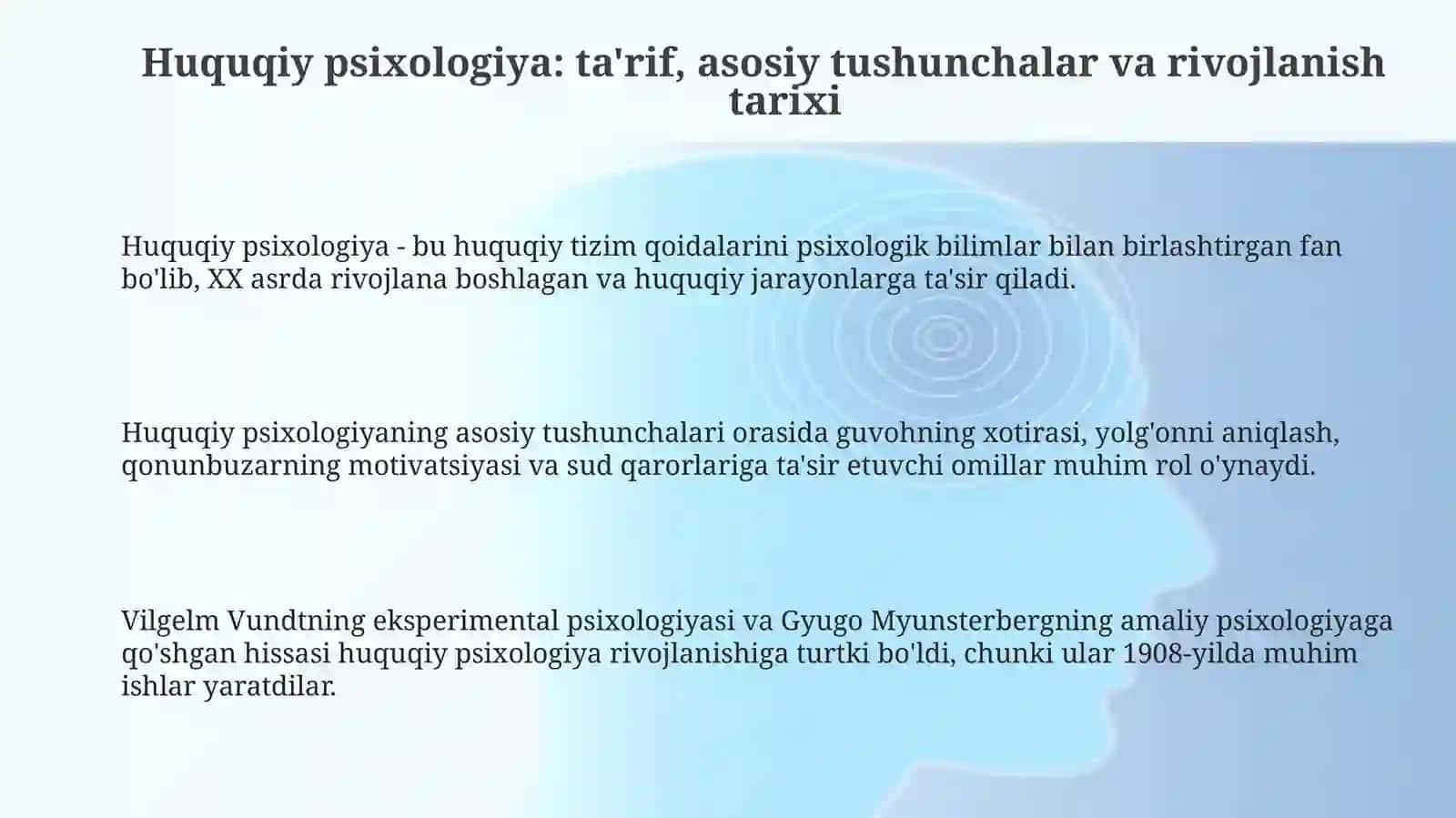 Huquqiy psixologiya: ta'rif, asosiy tushunchalar va rivojlanish tarixi 3