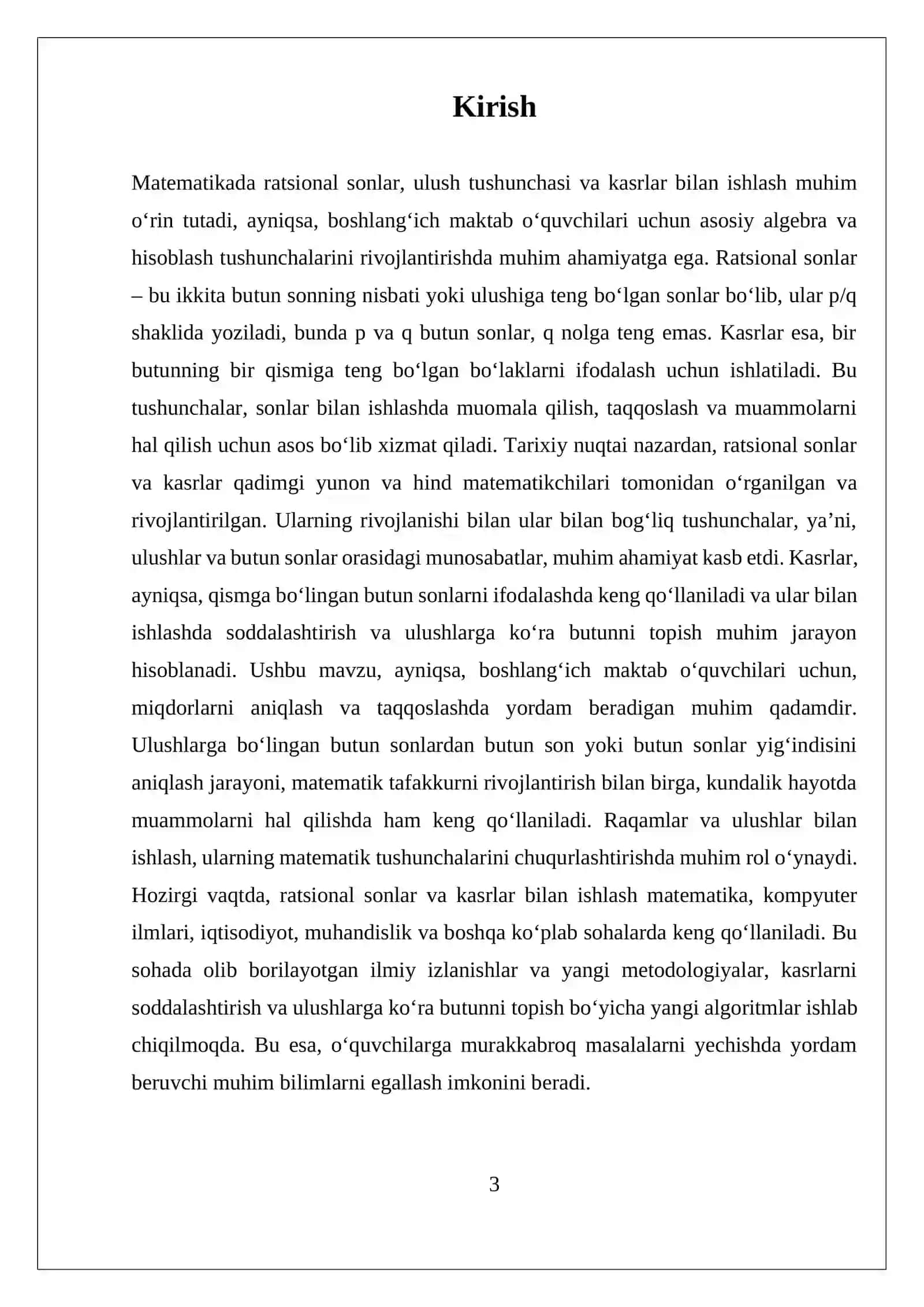 Ratsional Sonlar va Kasrlar 3