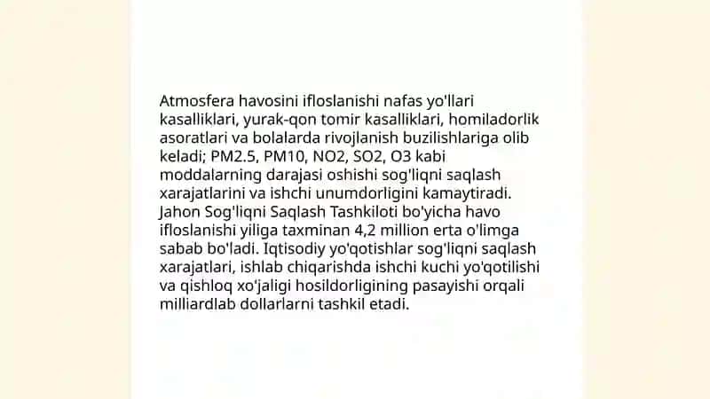Atmosfera havosini muhofaza qilishni iqtisodiy-ekologik ahamiyati. 3