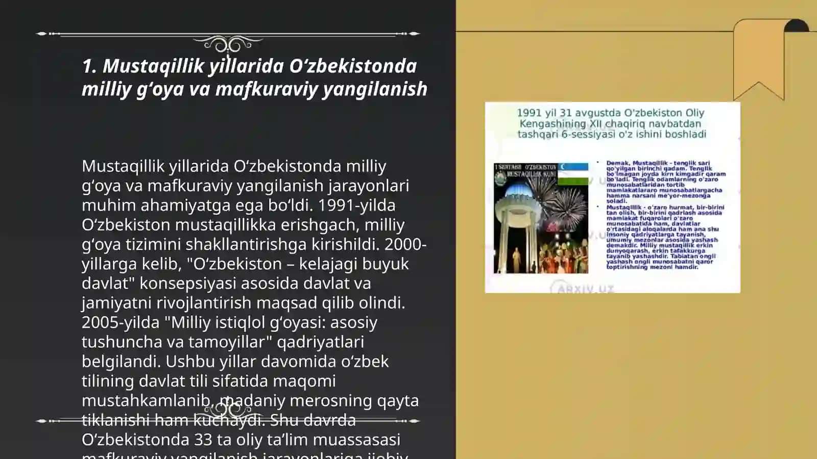 MUSTAQILLIK YILLARIDA OʻZBEKISTONDAGI MAʼNAVIY VA MADANIY TARAQQIYOT 3