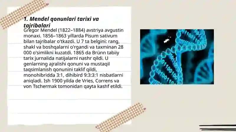 Mendel qonunlari tarixi va tajribalari 3