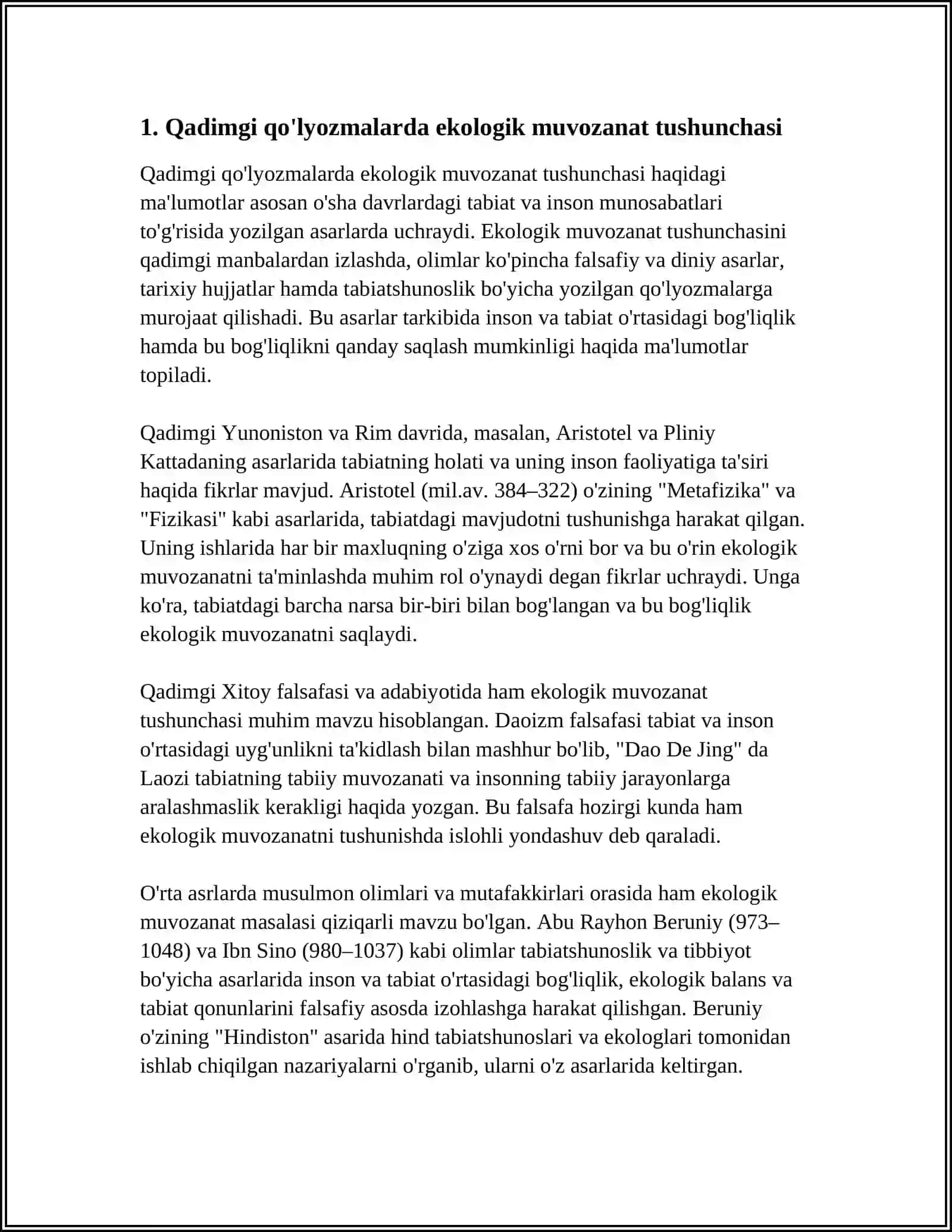 QADIMGI QÒLYOZMALARDA TABIATNI MUHOFAZA QILISH HAQIDAGI MASALARNI YORITISH 3