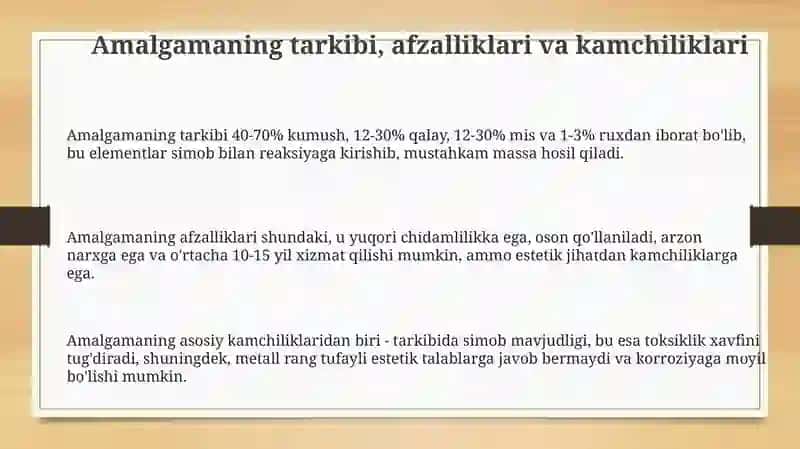 Stomatologiyada ishlatiladigon amalgama va ularning xususiyatlari 3