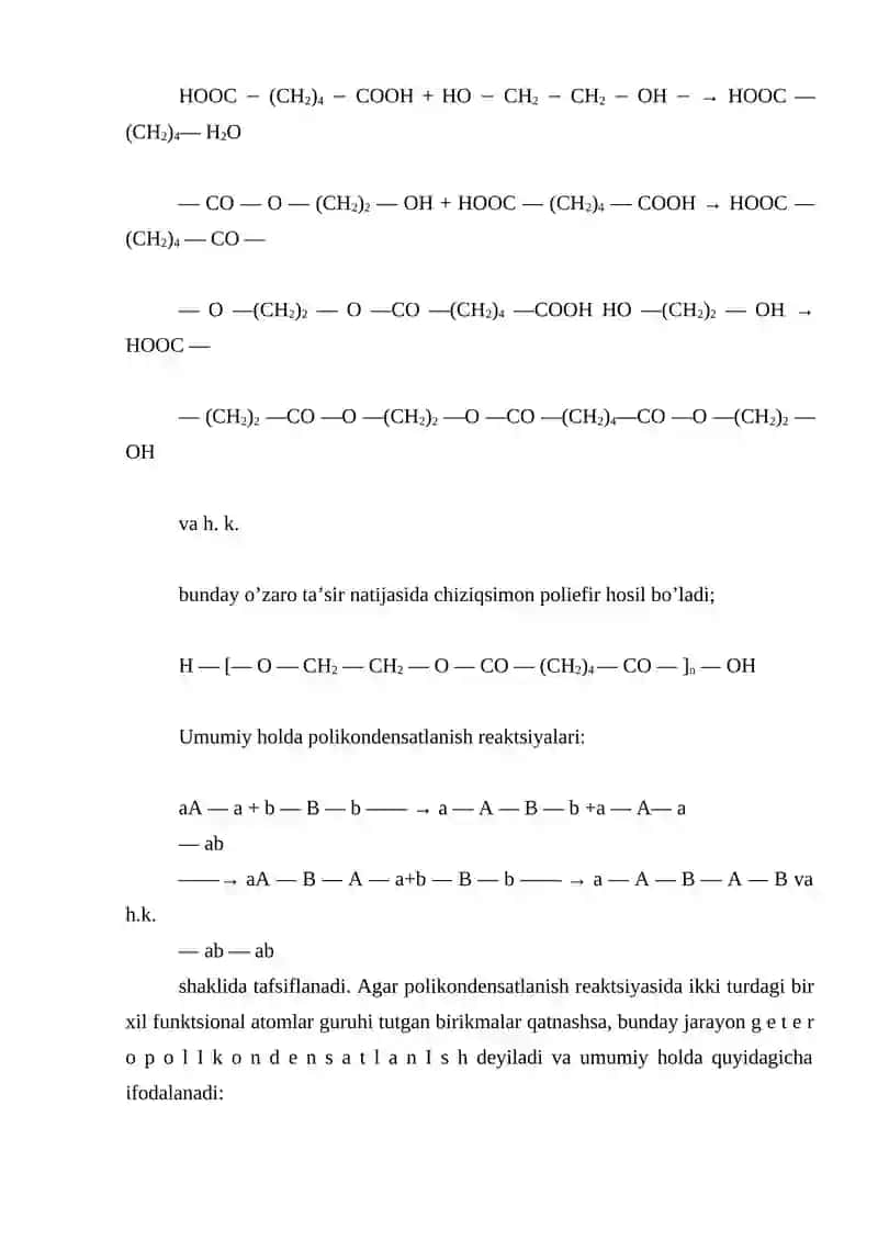 Polikondensatlanish reaktsiyalari 3