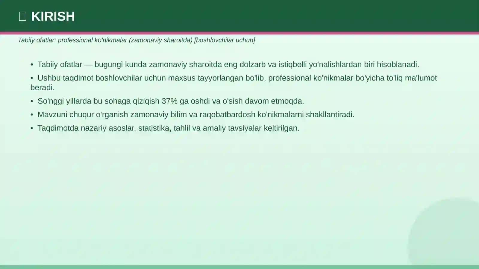 TABIIY OFATLAR (Professional ko'nikmalar) 3