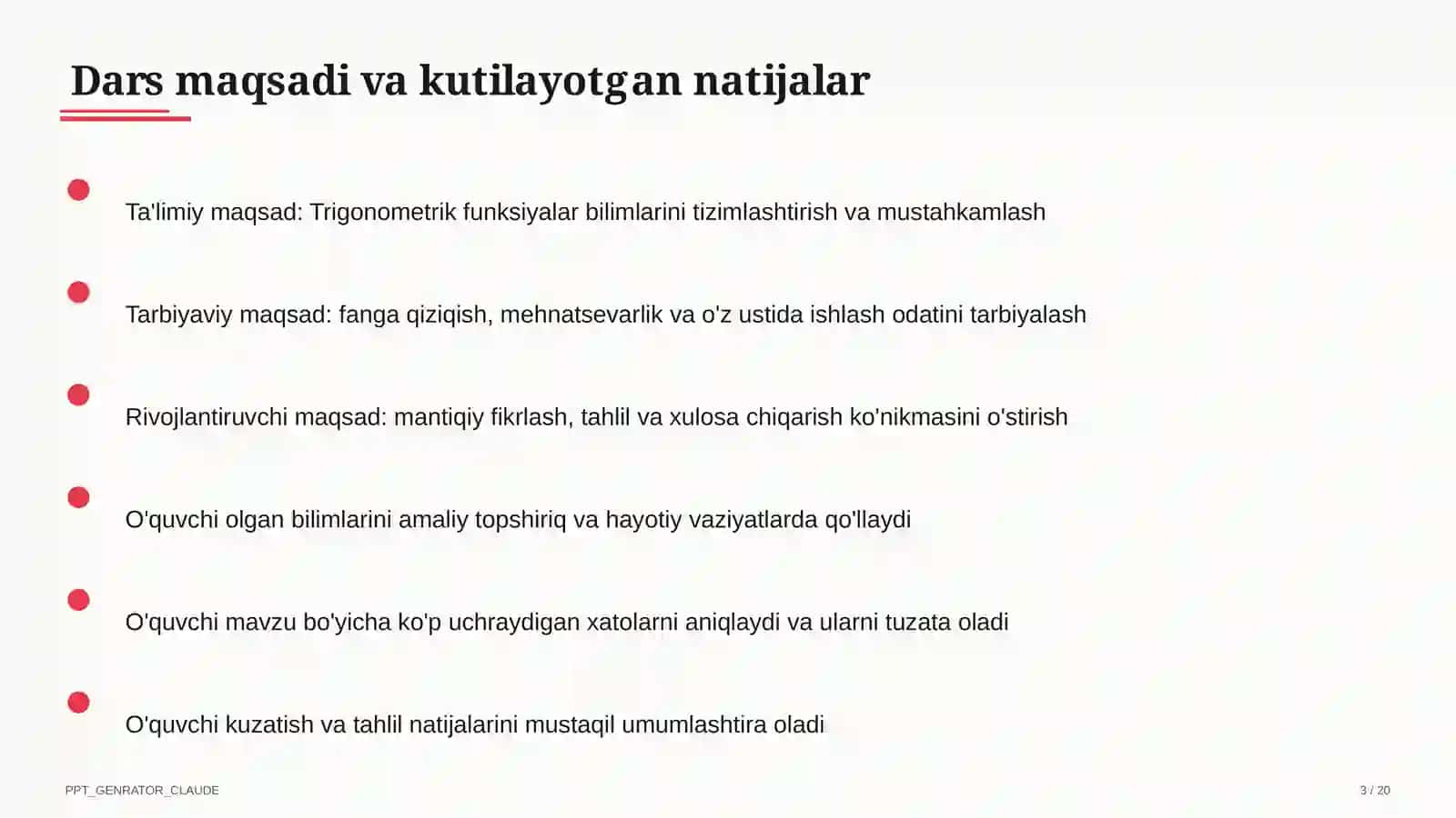 Trigonometrik funksiyalar (10-sinf) 3