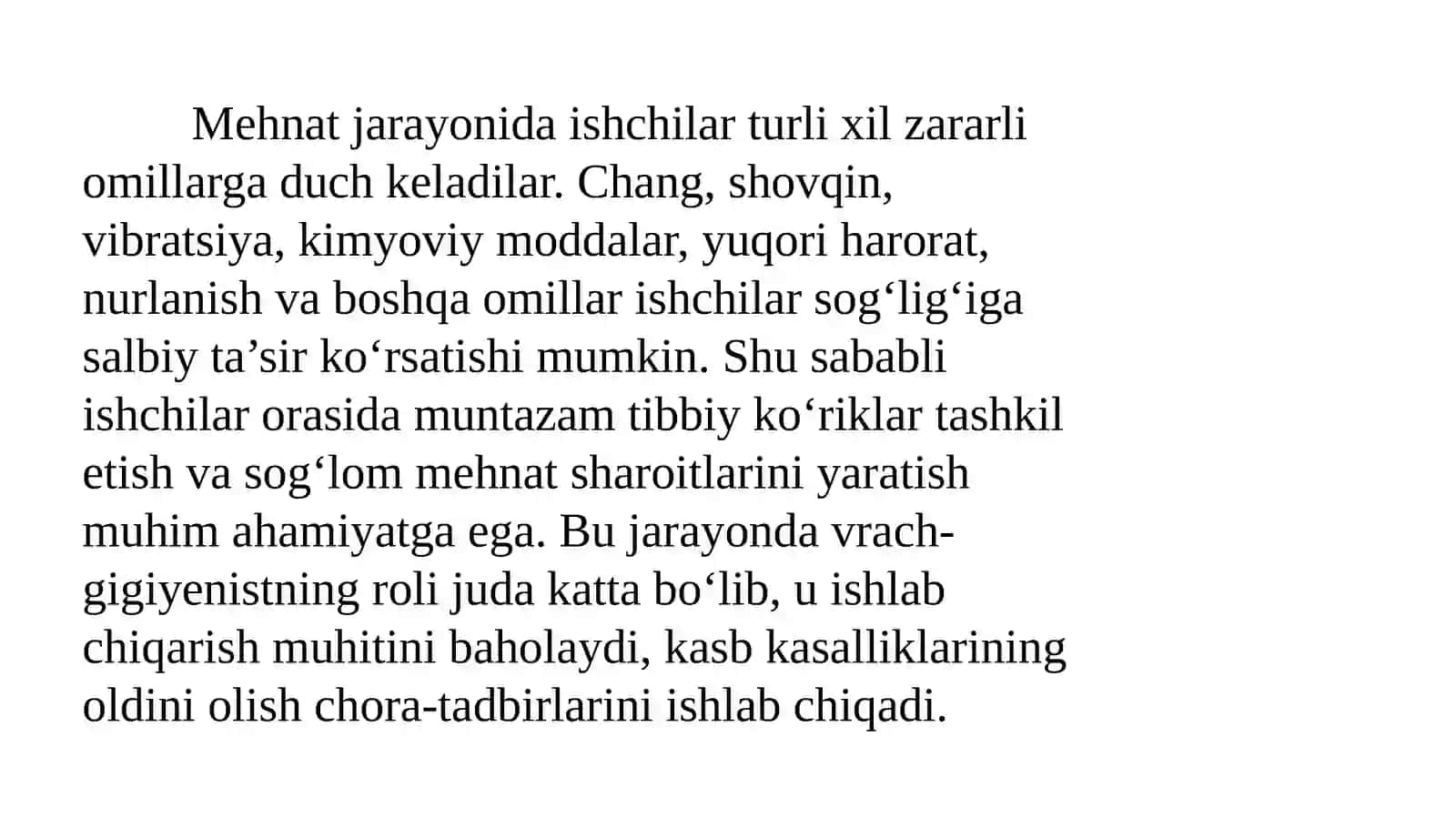 Ishchilarning salomatligini saqlash davri rach-gigiyenistning vazifalari 3