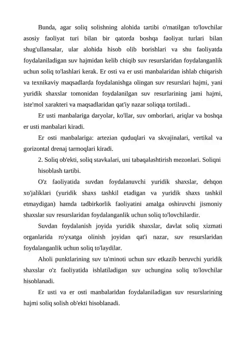 Suv resurslaridan foydalanganlik uchun soliq 3