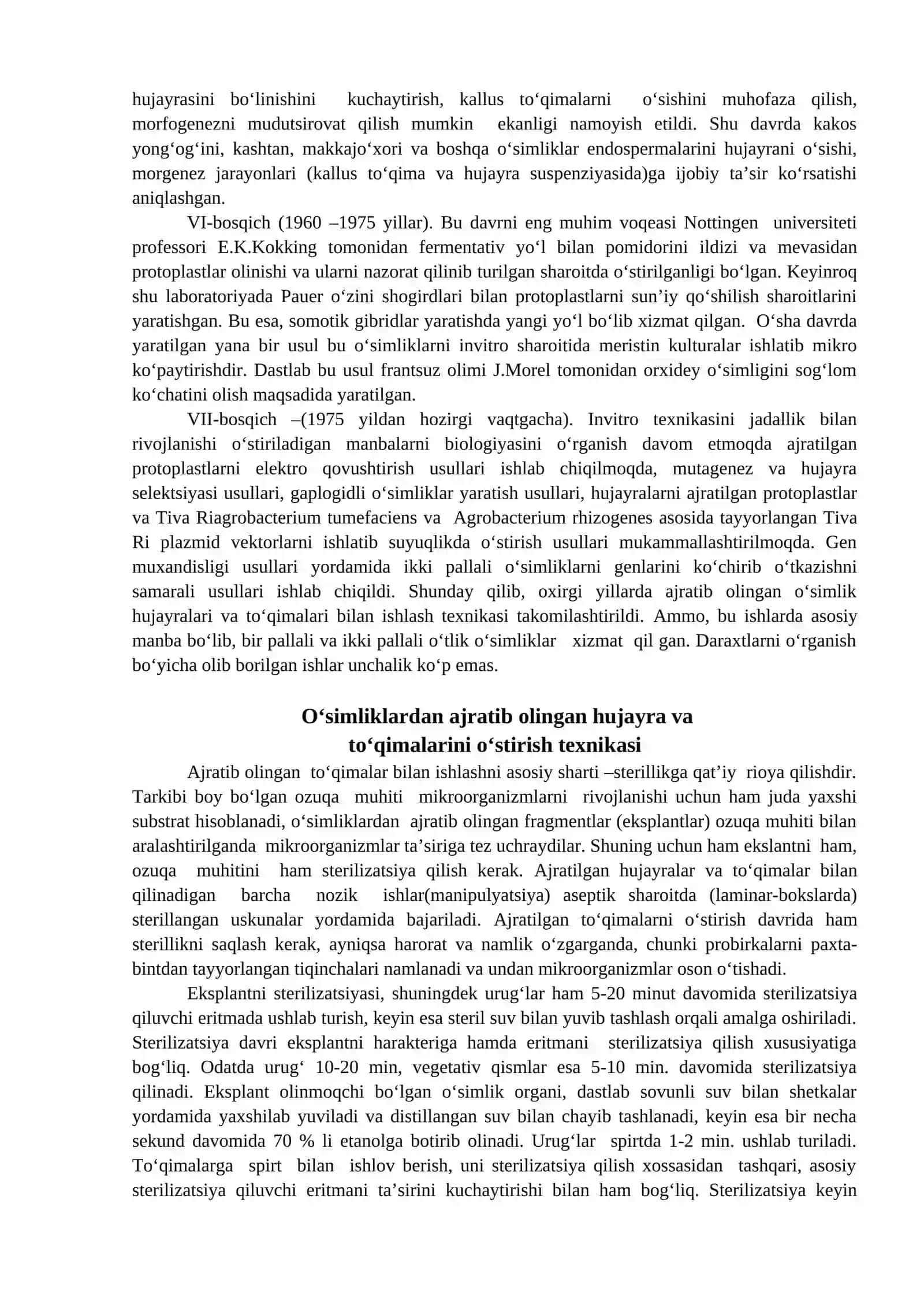 Hujayra va to‘qima darajasidagi biologik jarayonlar va uning zamonaviy biotexnologiyadagi ahamiyati 3