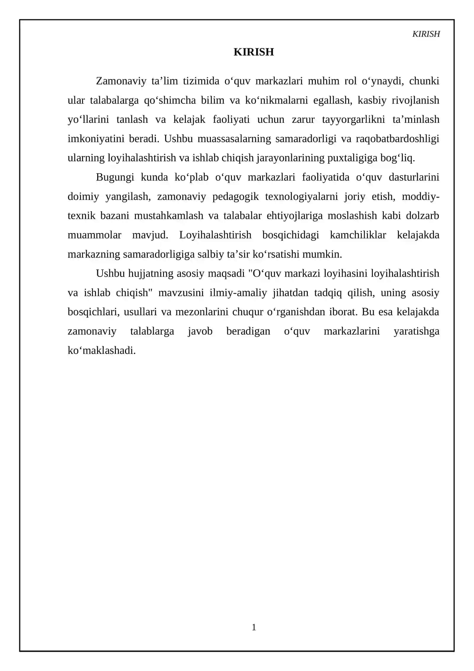 Oʻquv markazi loyihasini loyihalashtirish va ishlab chiqish 3